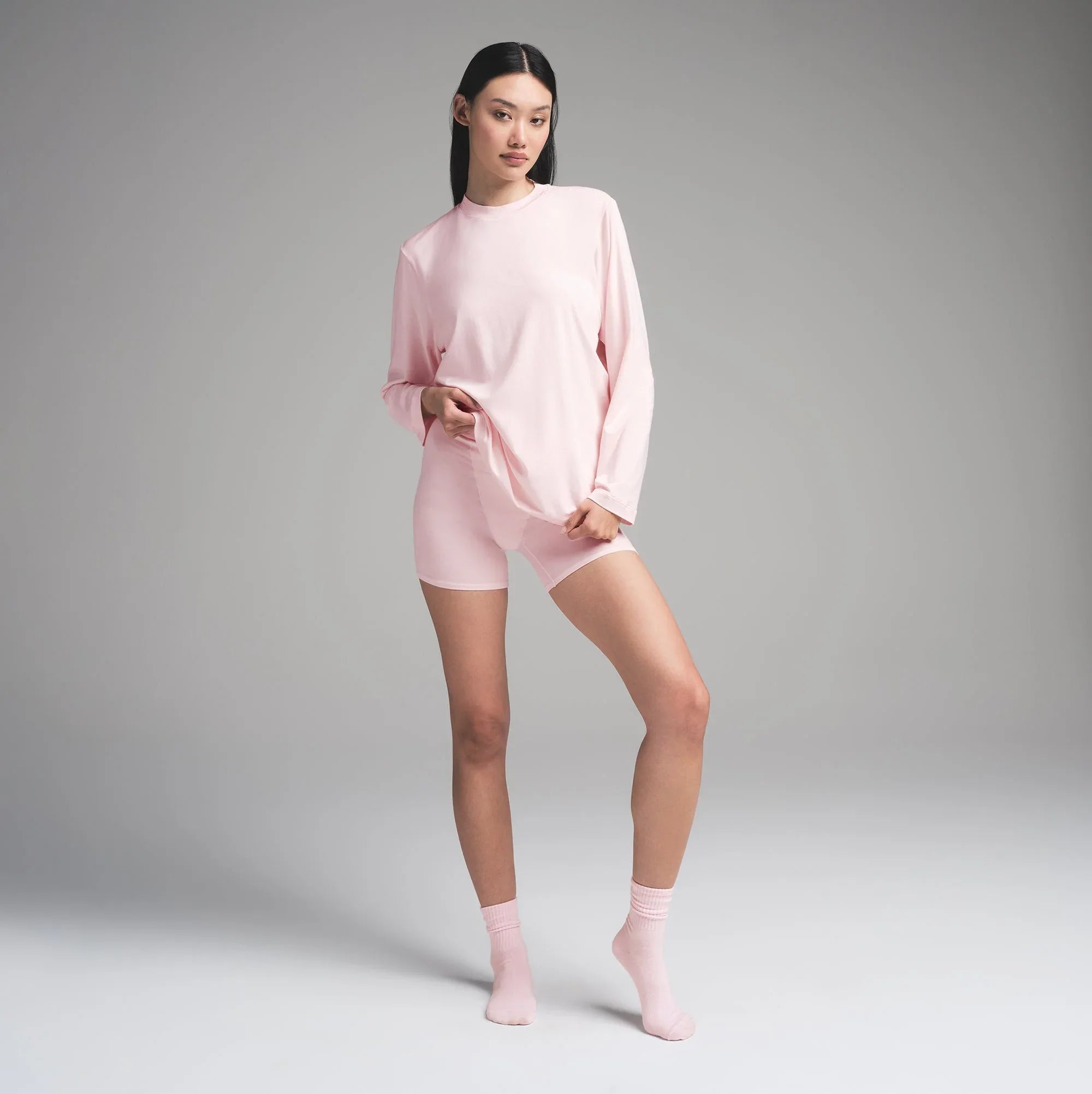 SKIMS BOYFRIEND LONG SLEEVE T-SHIRT | BARELY PINK - TİŞÖRT - My Suti