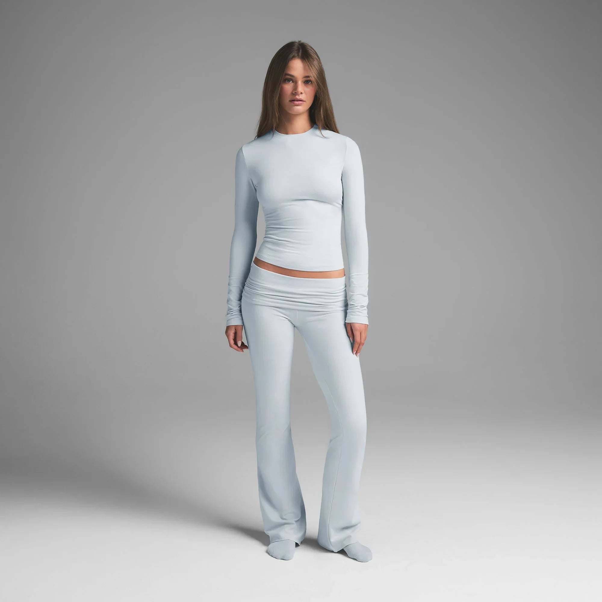 SKIMS COTTON JERSEY LONG SLEEVE T-SHIRT | ZEN BLUE - TİŞÖRT - My Suti