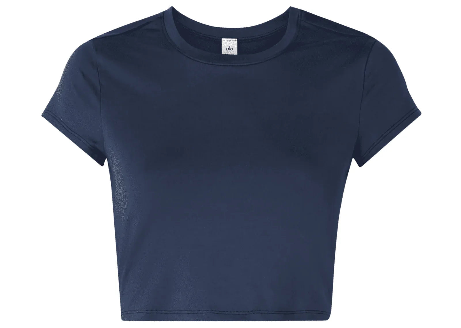 Alo Yoga Finesse Cropped Alosoft Jersey Top Navy - My Suti