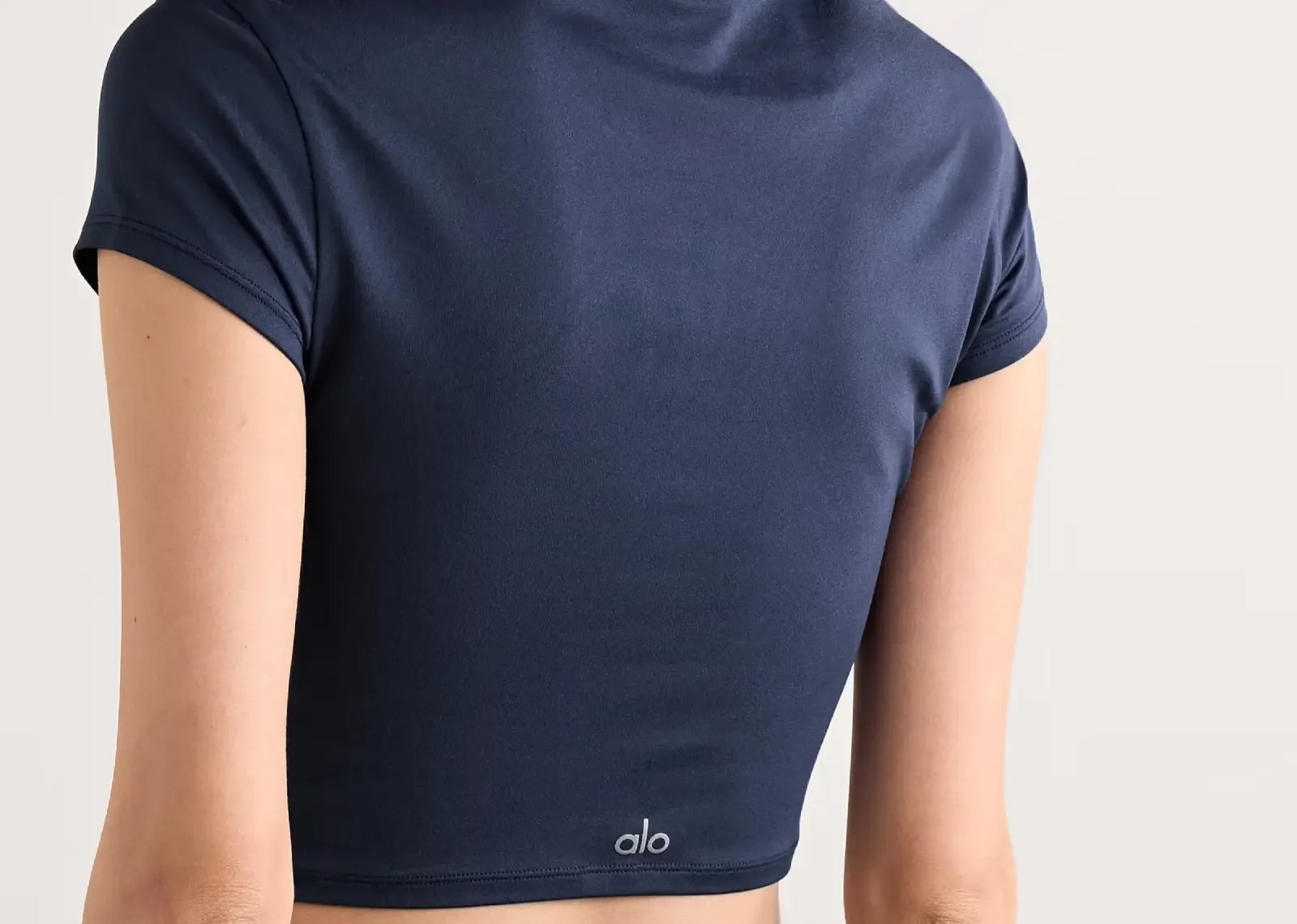 Alo Yoga Finesse Cropped Alosoft Jersey Top Navy - My Suti
