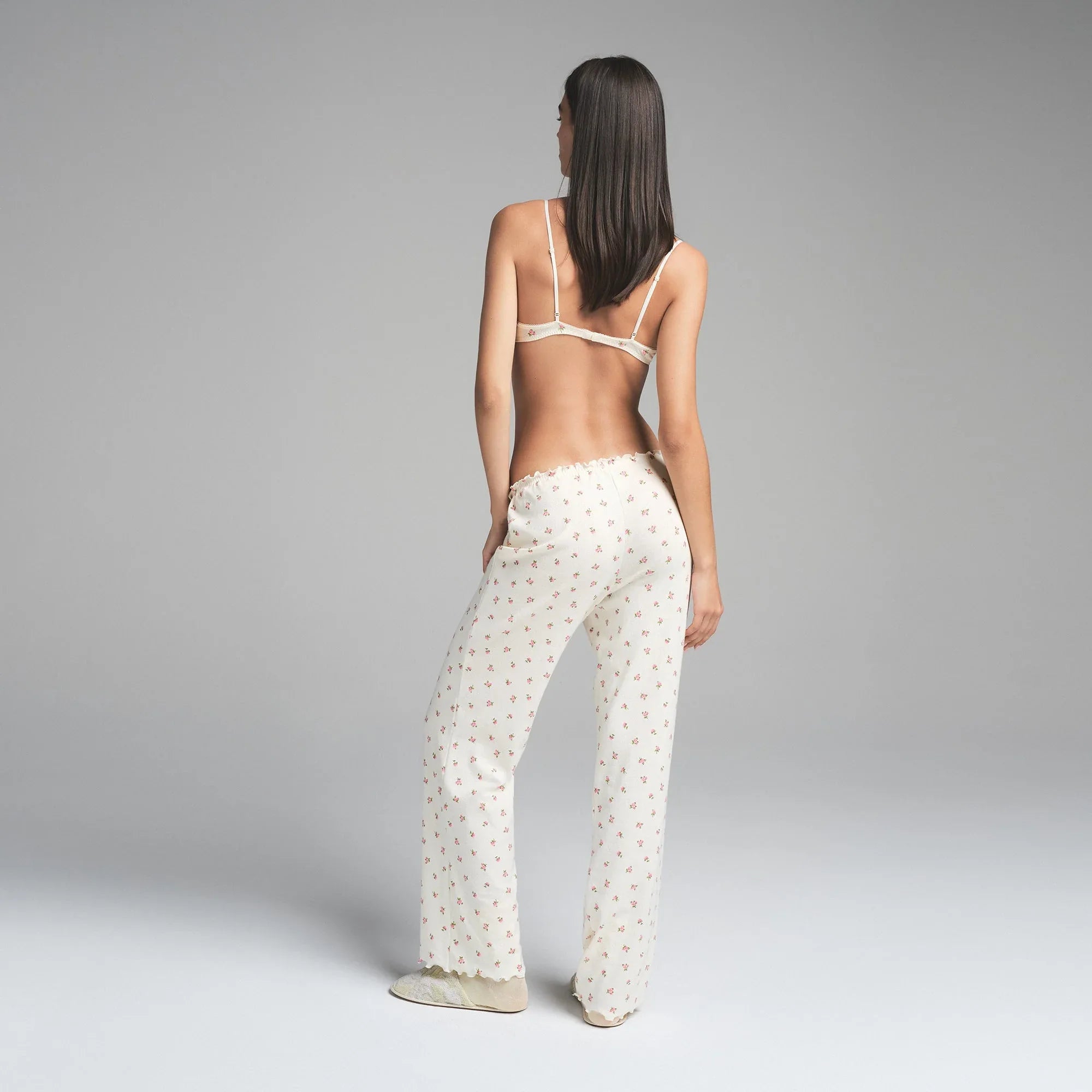 SKIMS LOGO POINTELLE BRALETTE | MARBLE PINK ROSEBUD PRINT - SÜTYEN - My Suti