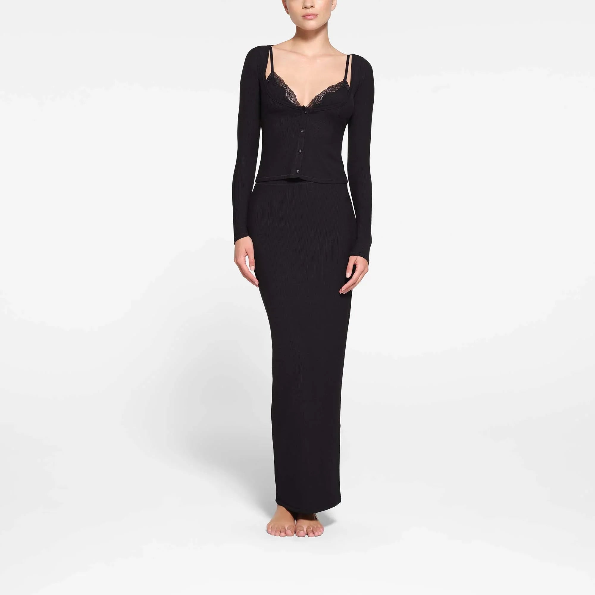 SKIMS SOFT LOUNGE LONG SKIRT | ONYX - ETEK - My Suti