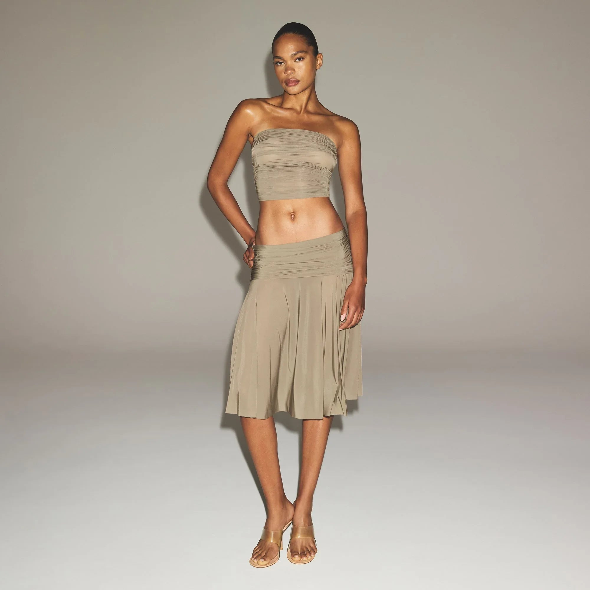 SKIMS MILKY SHEER MIDI SKIRT | TRUFFLE - ETEK - My Suti