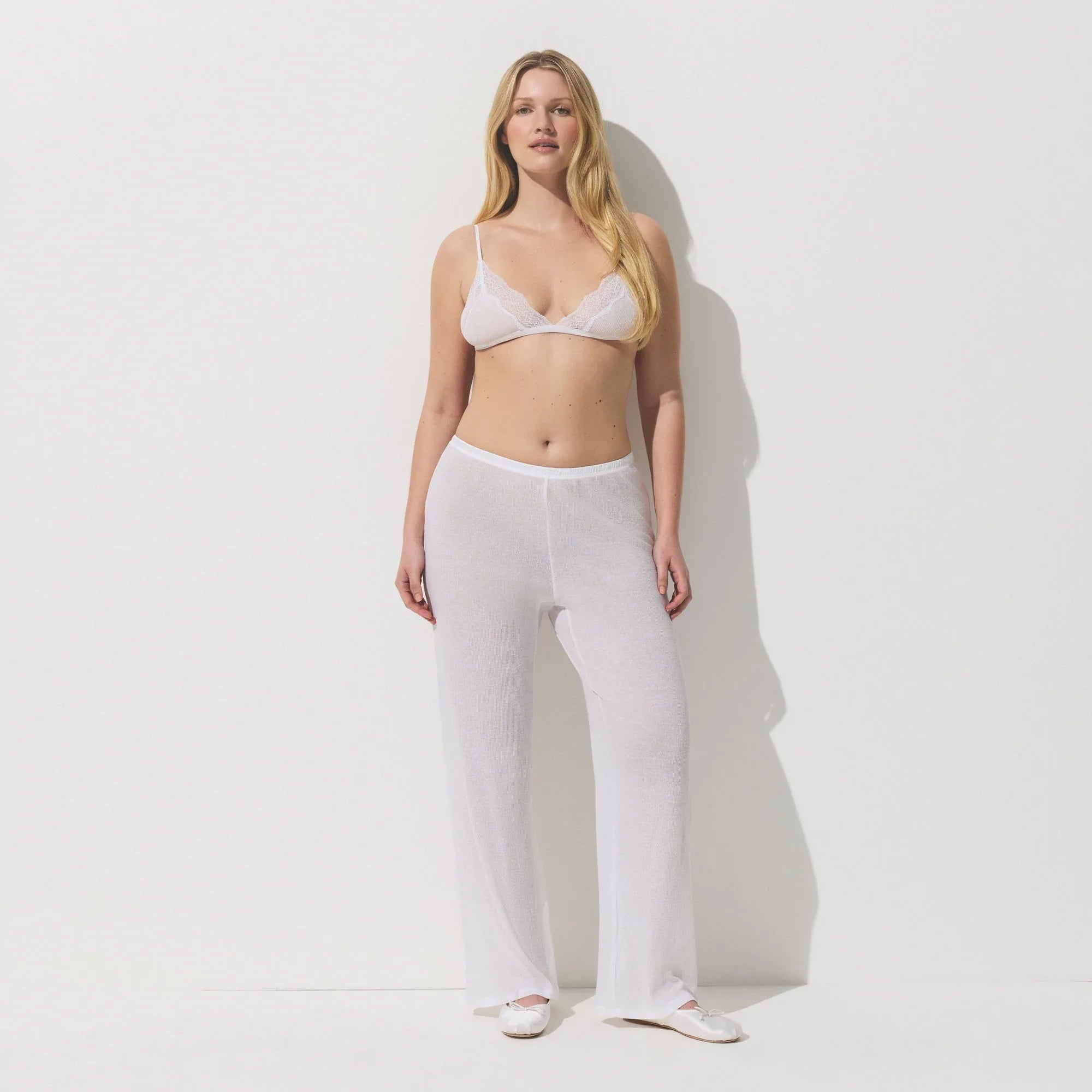 SKIMS SHEER COTTON STRAIGHT LEG PANT | SNOW - PANTOLON - My Suti