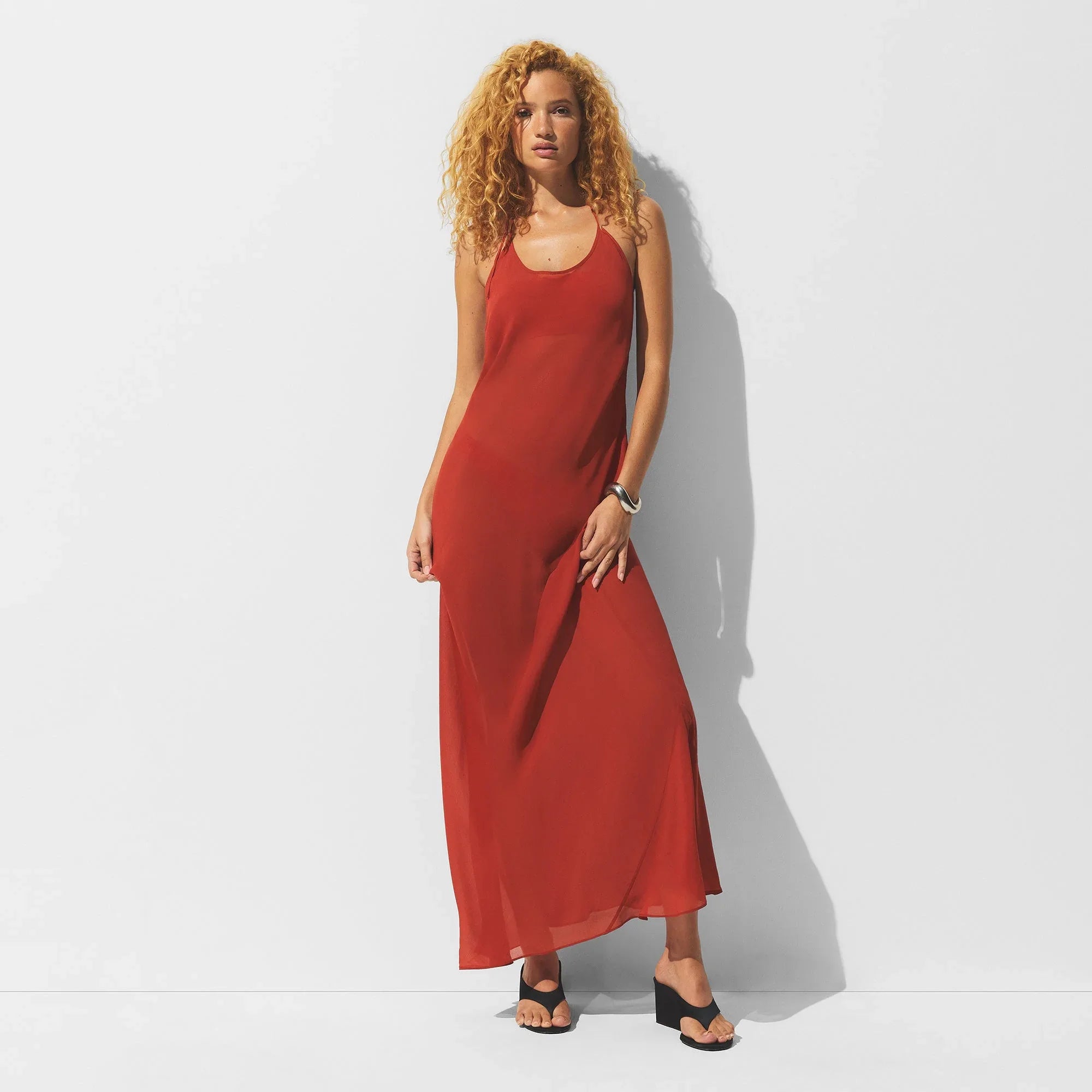 SKIMS SHEER COVER-UPS LONG HALTER DRESS | AUBURN - ELBİSE - My Suti