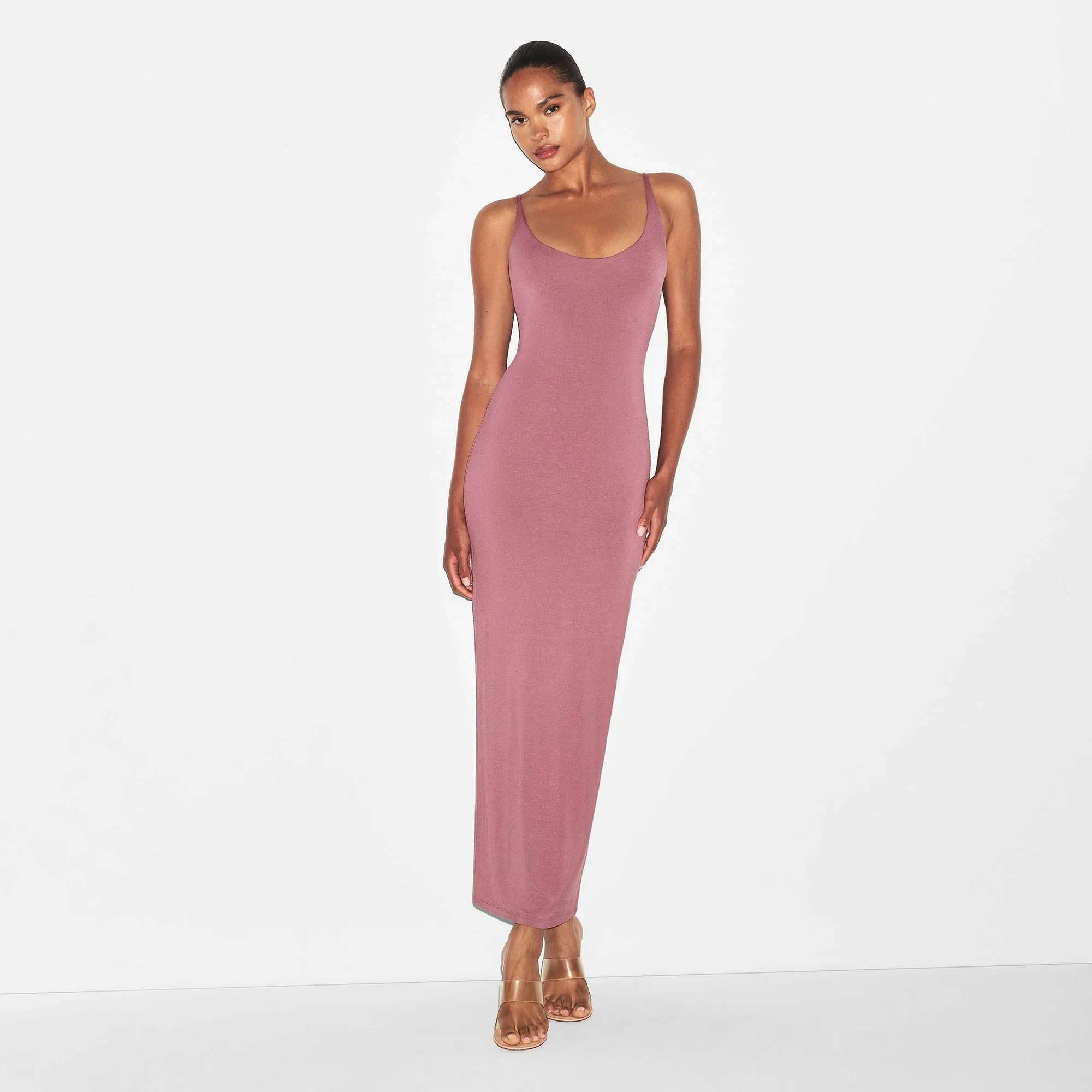 SKIMS SMOOTH LAYERS SCOOP NECK LONG DRESS | REDWOOD - ELBİSE - My Suti