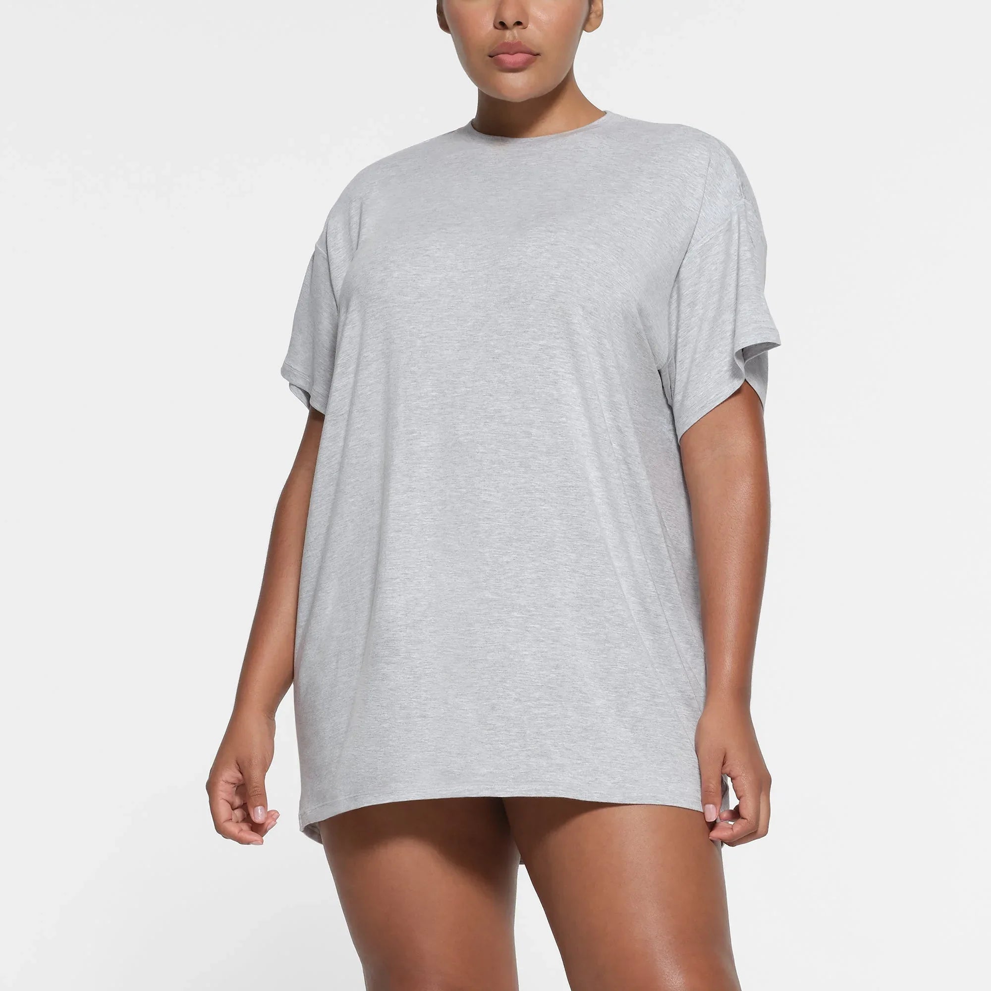 SKIMS SLEEP T-SHIRT MINI DRESS | LIGHT HEATHER GREY - ELBİSE - My Suti