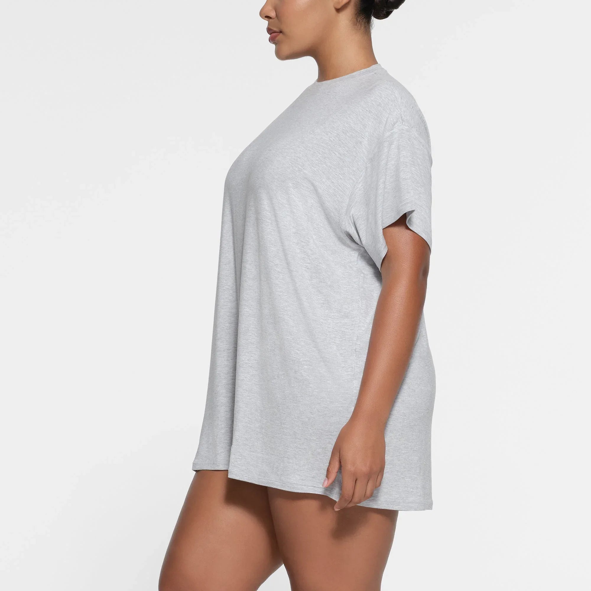 SKIMS SLEEP T-SHIRT MINI DRESS | LIGHT HEATHER GREY - ELBİSE - My Suti