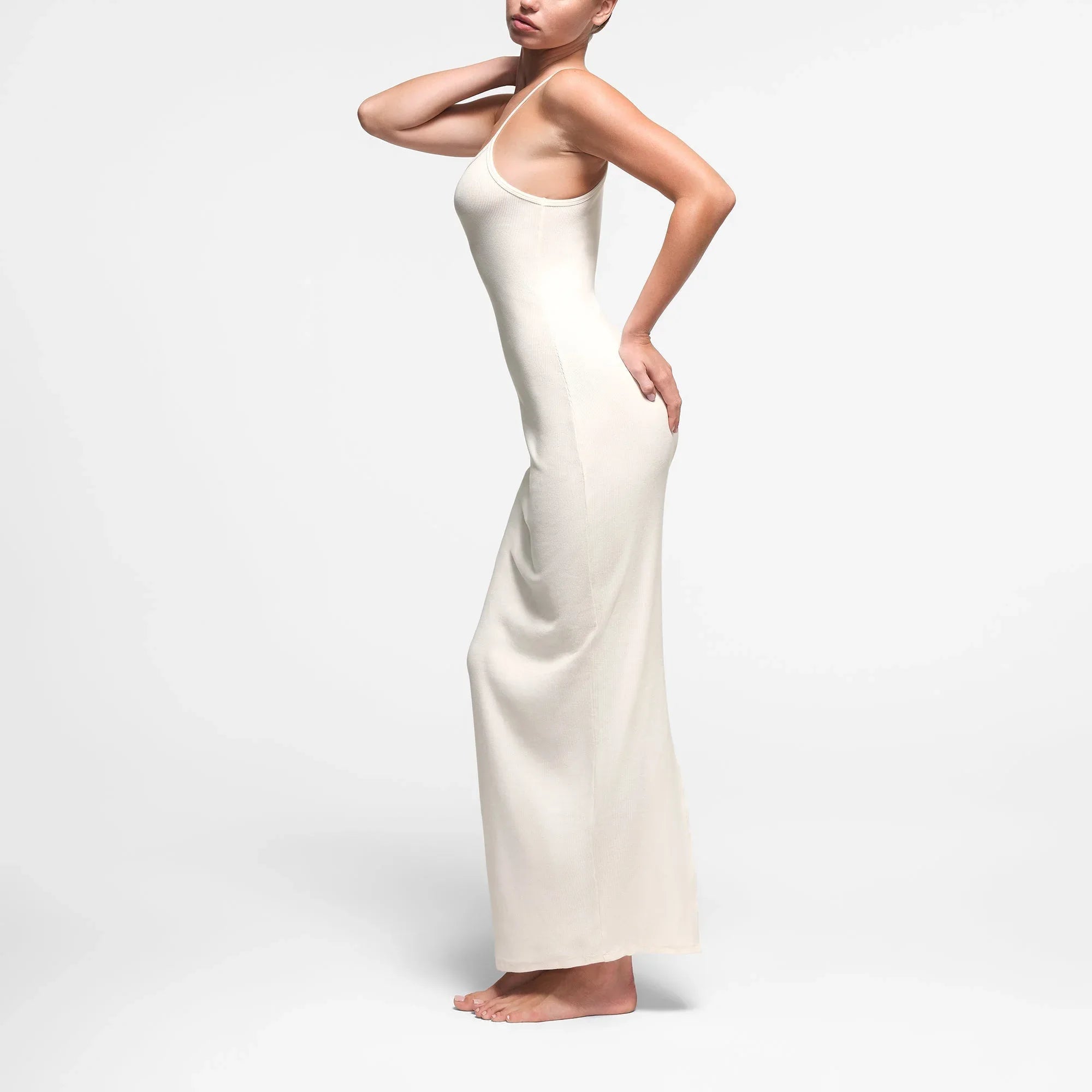 SKIMS COTTON RIB LONG CAMI DRESS | MARBLE - ELBİSE - My Suti