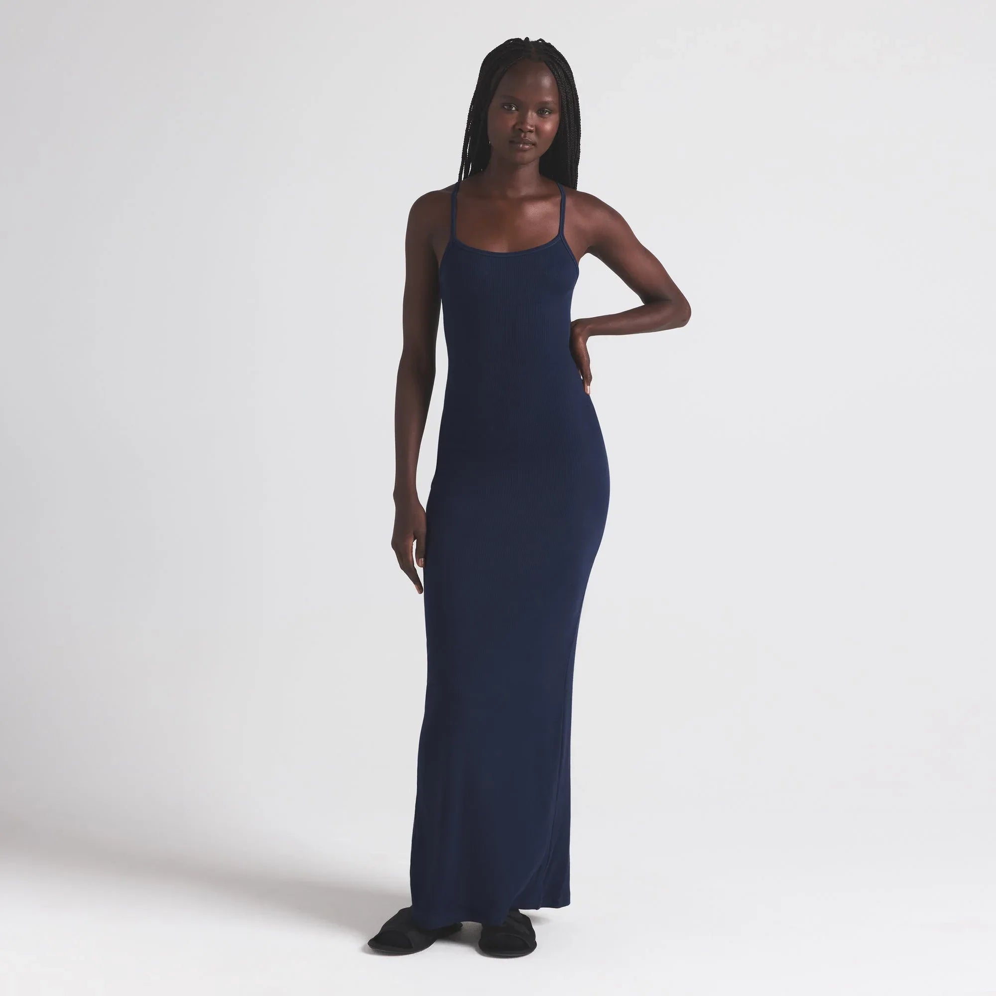 SKIMS COTTON RIB LONG CAMI DRESS | NAVY - ELBİSE - My Suti