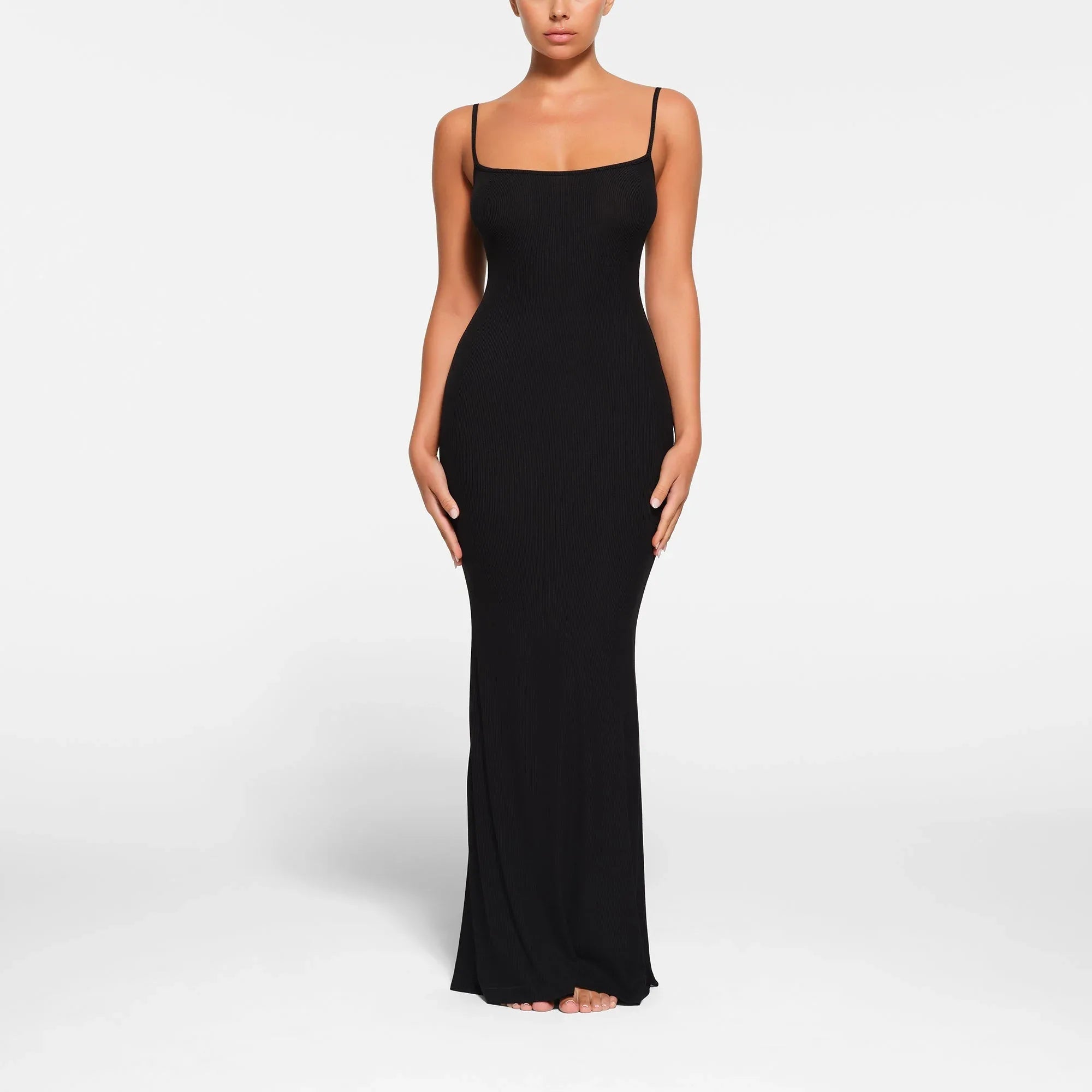 SKIMS SOFT LOUNGE PETITE LONG SLIP DRESS | ONYX - ELBİSE - My Suti