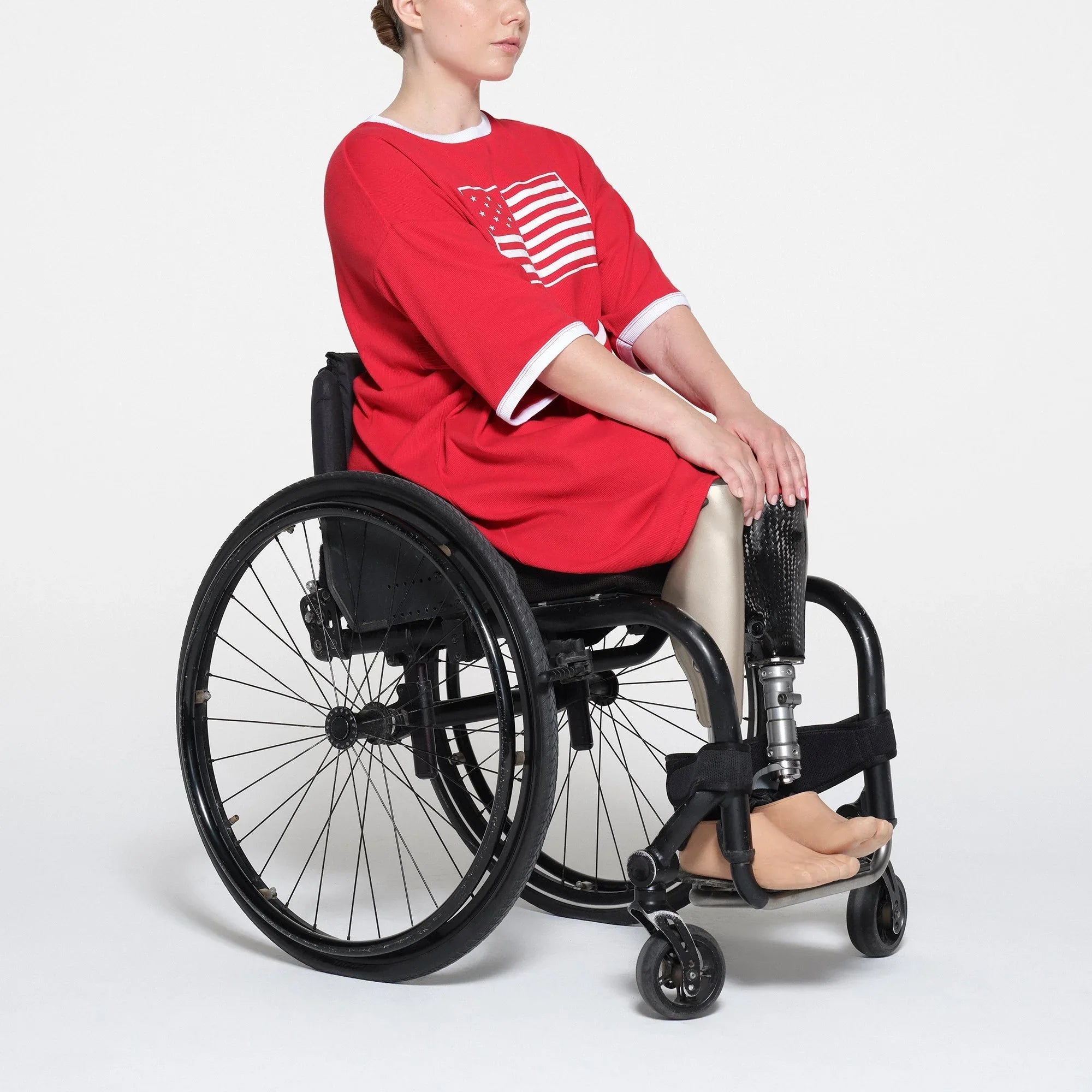 SKIMS FOR TEAM USA COTTON RIB PARALYMPIC T-SHIRT MINI DRESS | RED - ELBİSE - My Suti