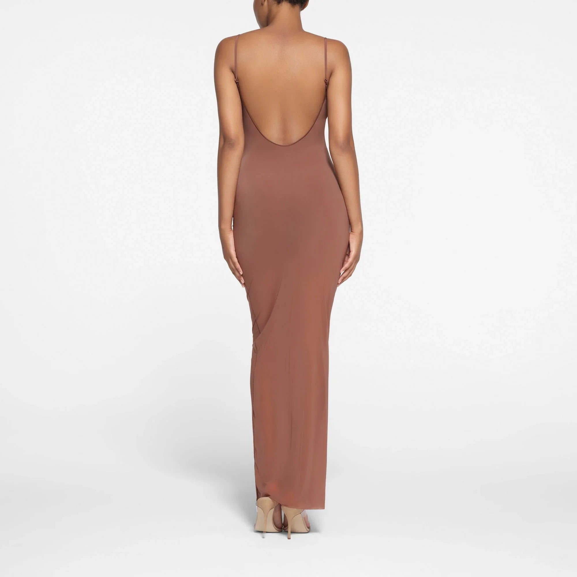 SKIMS MILKY SHEER LOW BACK LONG DRESS | BRANDY - ELBİSE - My Suti