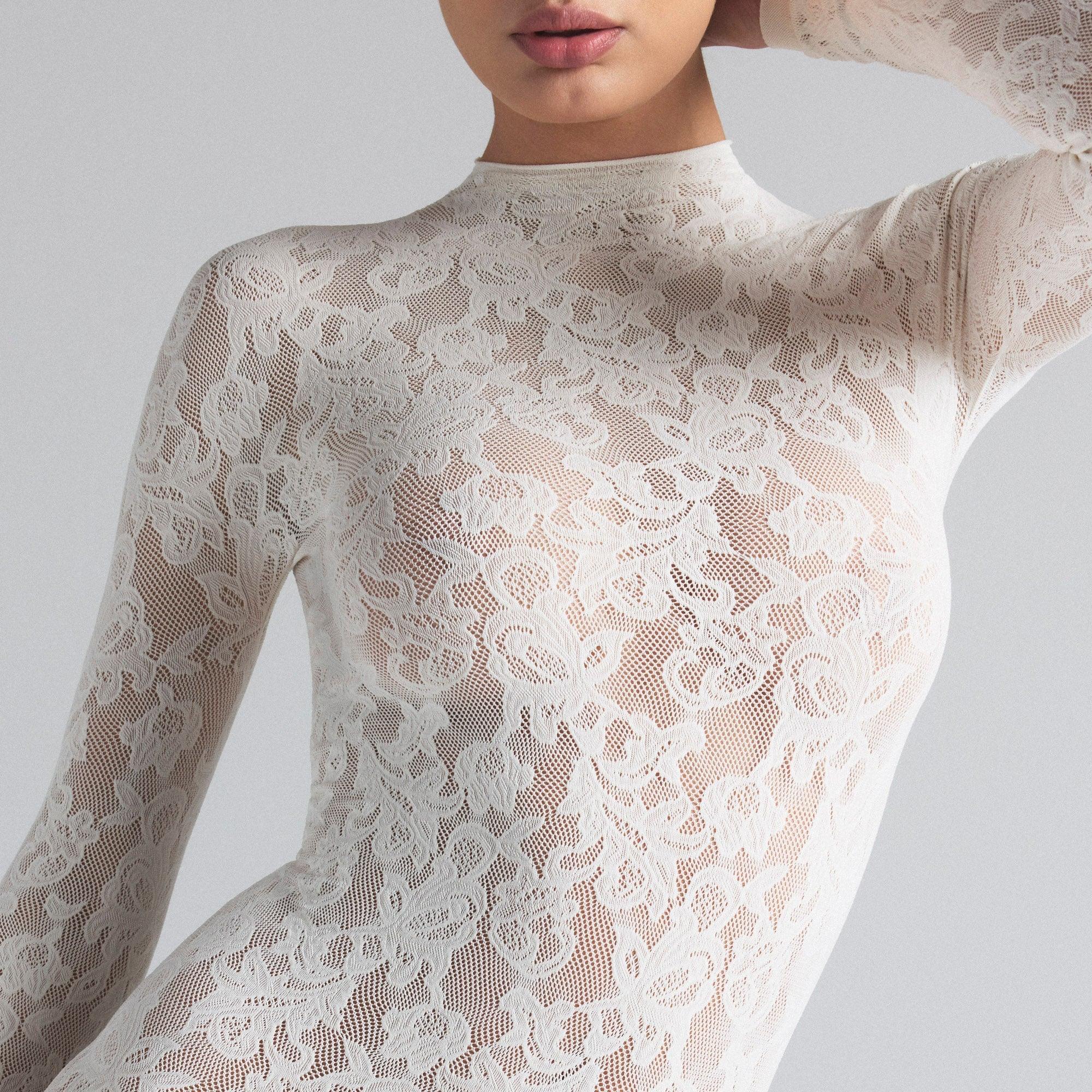 SKIMS KNIT LACE MOCK NECK DRESS | IVORY - ELBİSE - My Suti