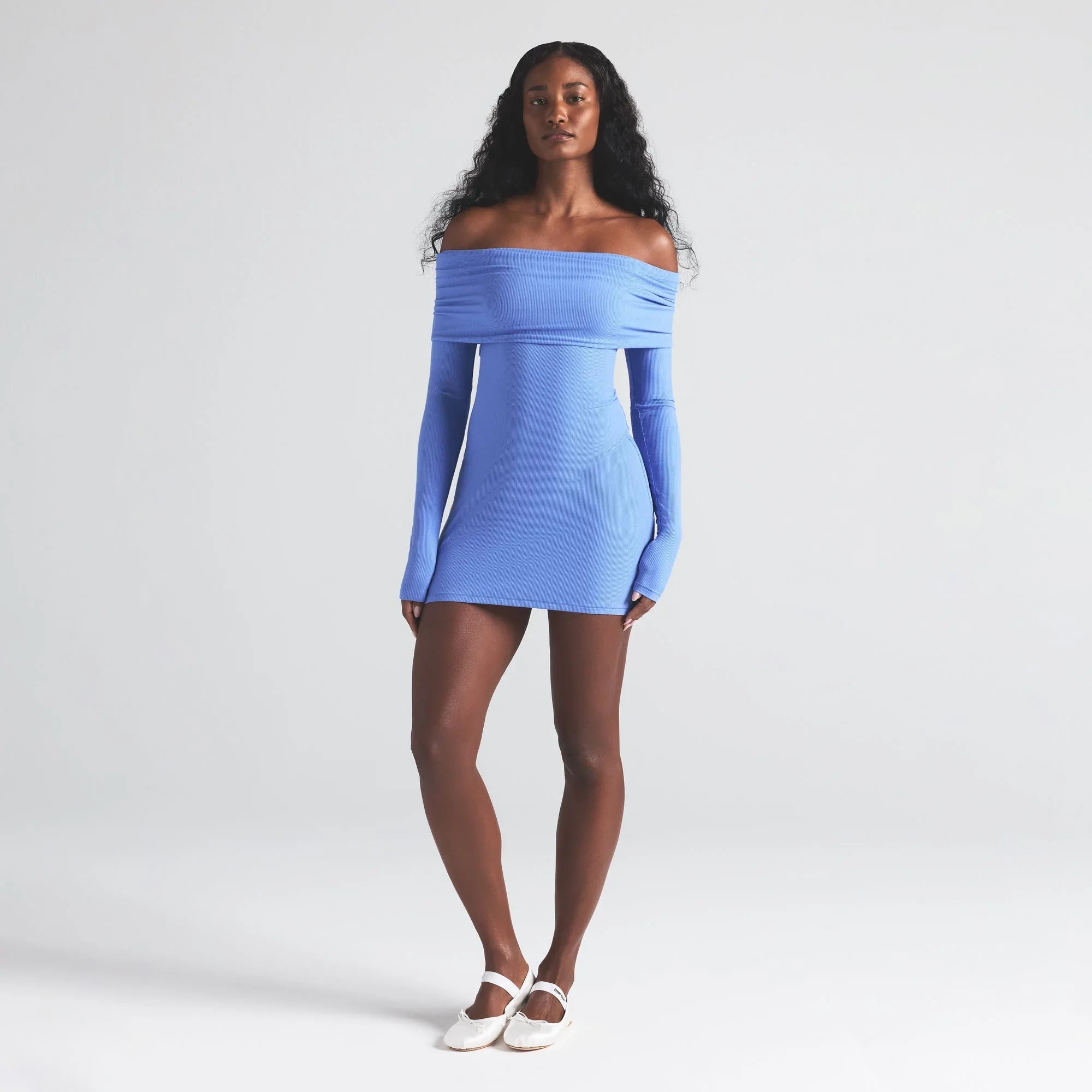 SKIMS SOFT LOUNGE OFF THE SHOULDER MINI DRESS | CIELO - ELBİSE - My Suti