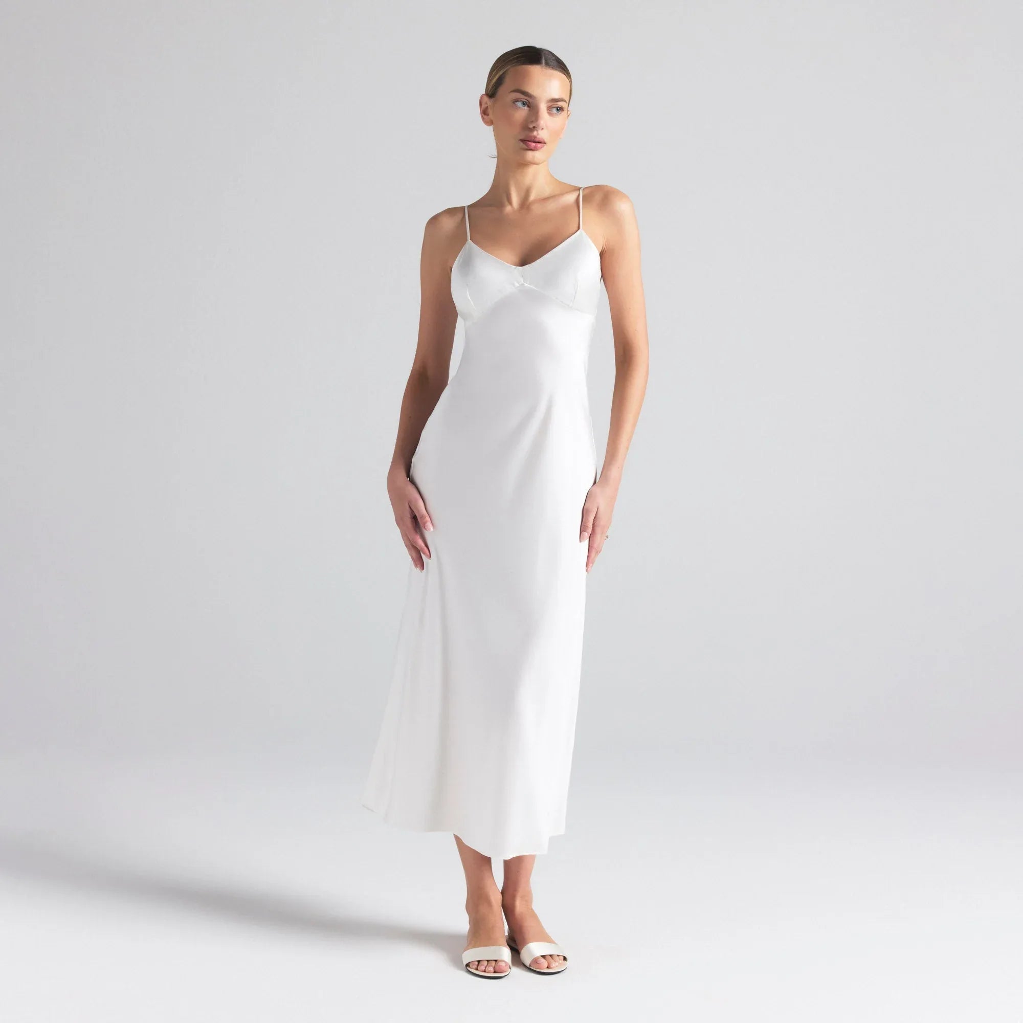 SKIMS SILK CAMI V NECK LONG SLIP | IVORY - ELBİSE - My Suti