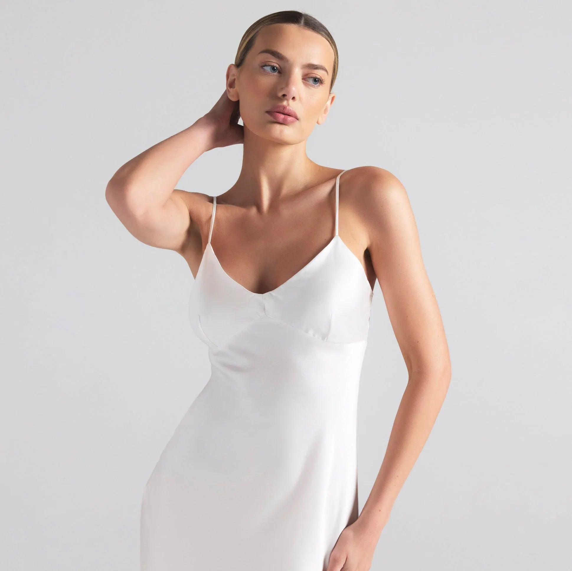 SKIMS SILK CAMI V NECK LONG SLIP | IVORY - ELBİSE - My Suti