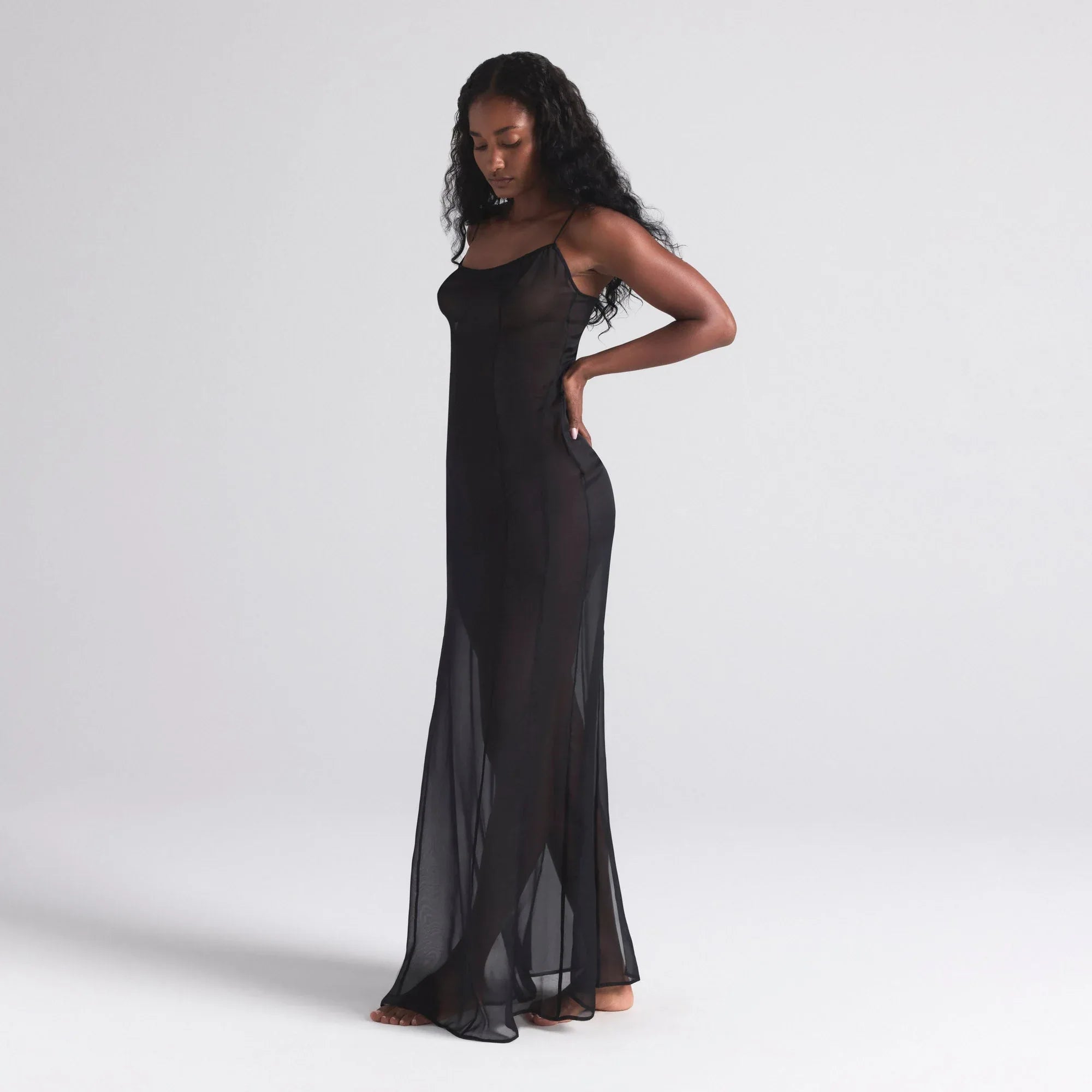 SKIMS ROMANCE LONG SLIP DRESS | ONYX - ELBİSE - My Suti