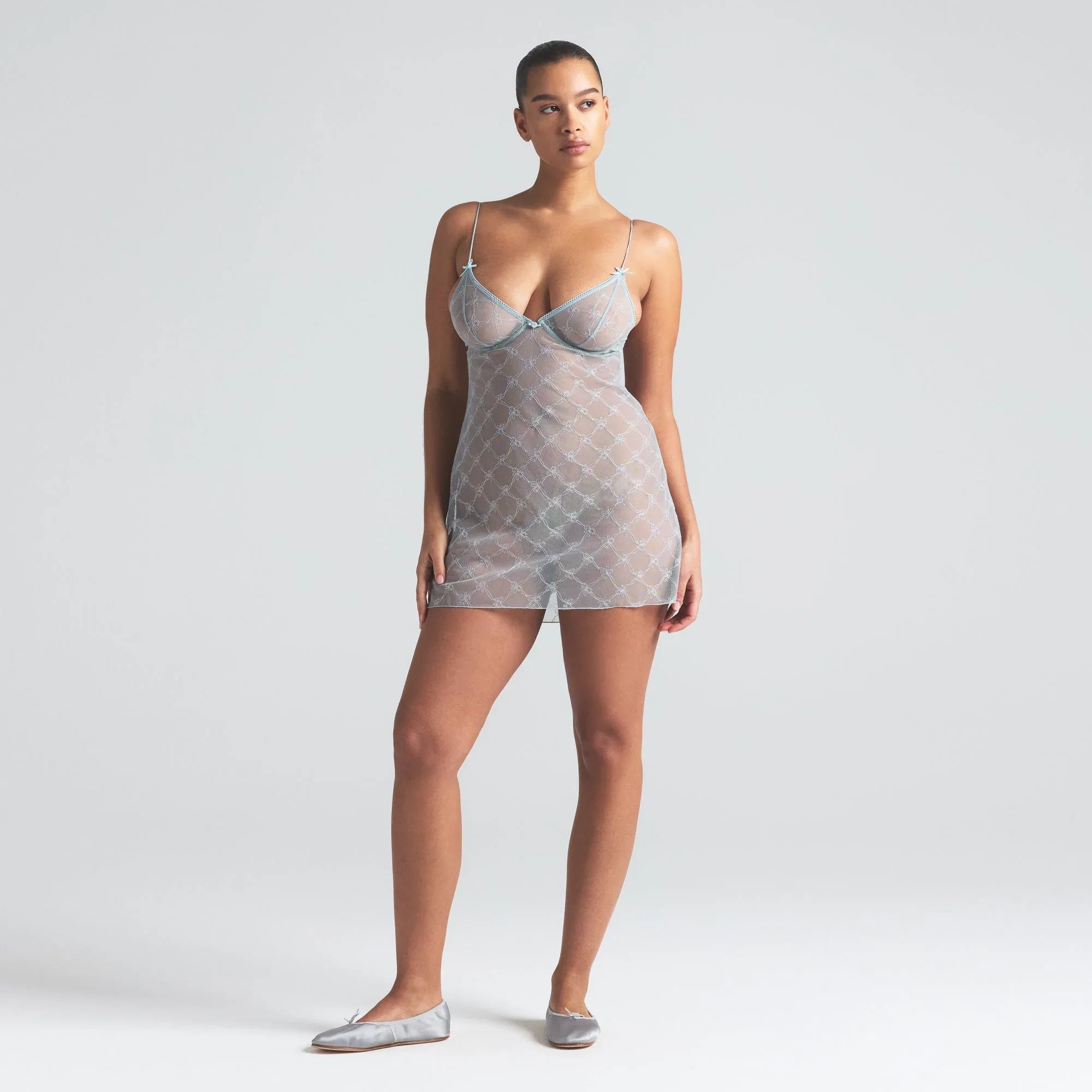 SKIMS SPRING INTIMATES UNDERWIRE SLIP DRESS | MERCURY BOW TULLE - ELBİSE - My Suti