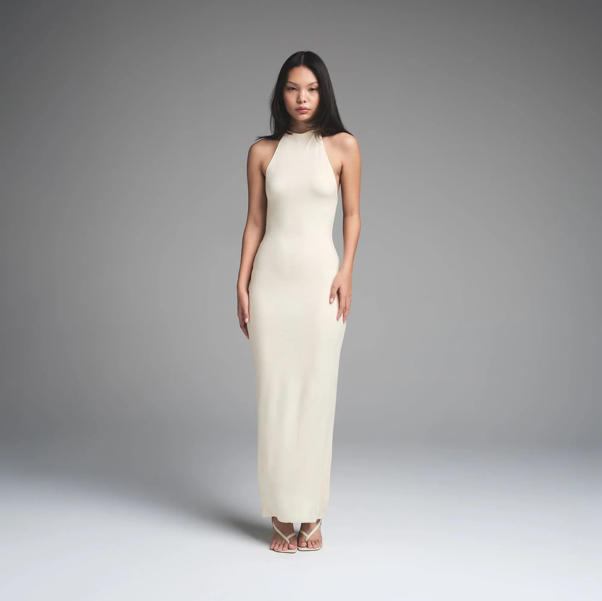 SKIMS CLOUD HALTER LONG DRESS | ECRU - ELBİSE - My Suti