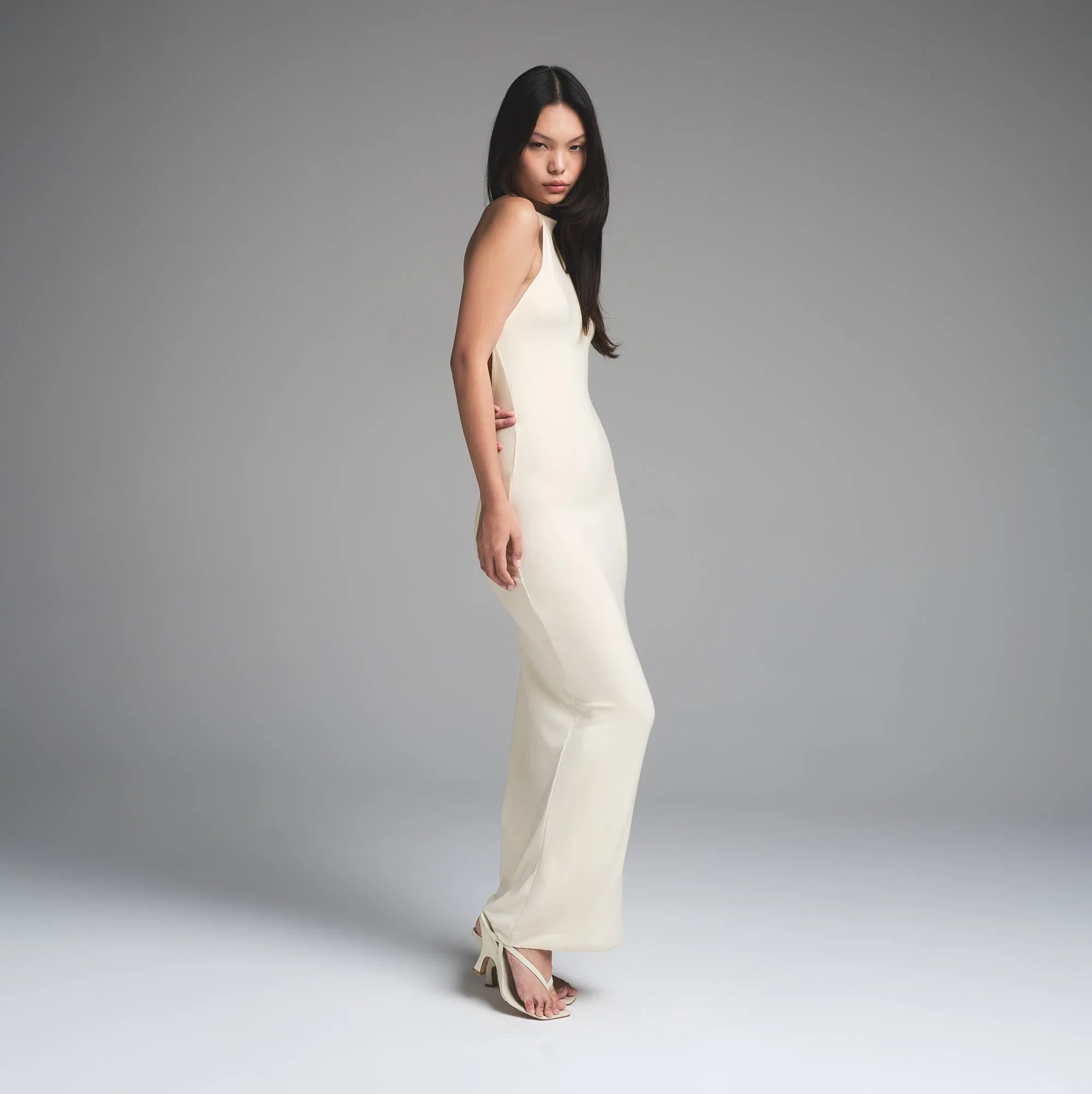 SKIMS CLOUD HALTER LONG DRESS | ECRU - ELBİSE - My Suti
