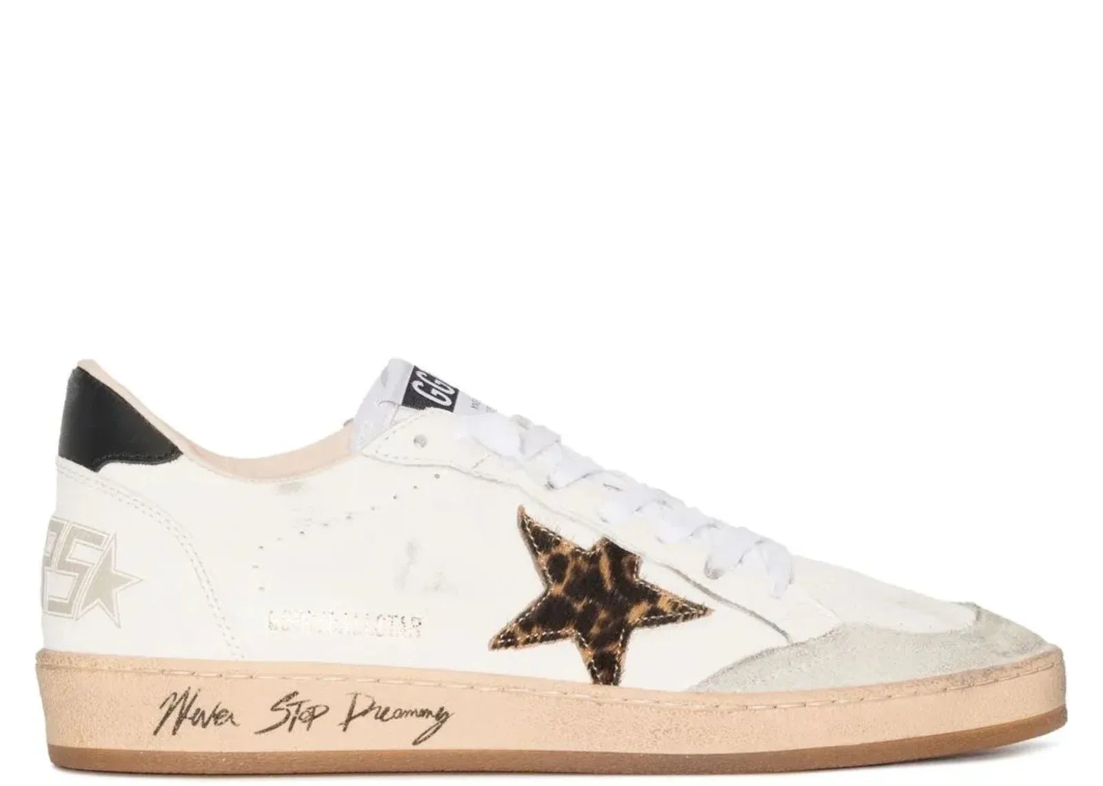 Golden Goose Ball-Star Leopard Print Pony Skin Star Black Heel - My Suti