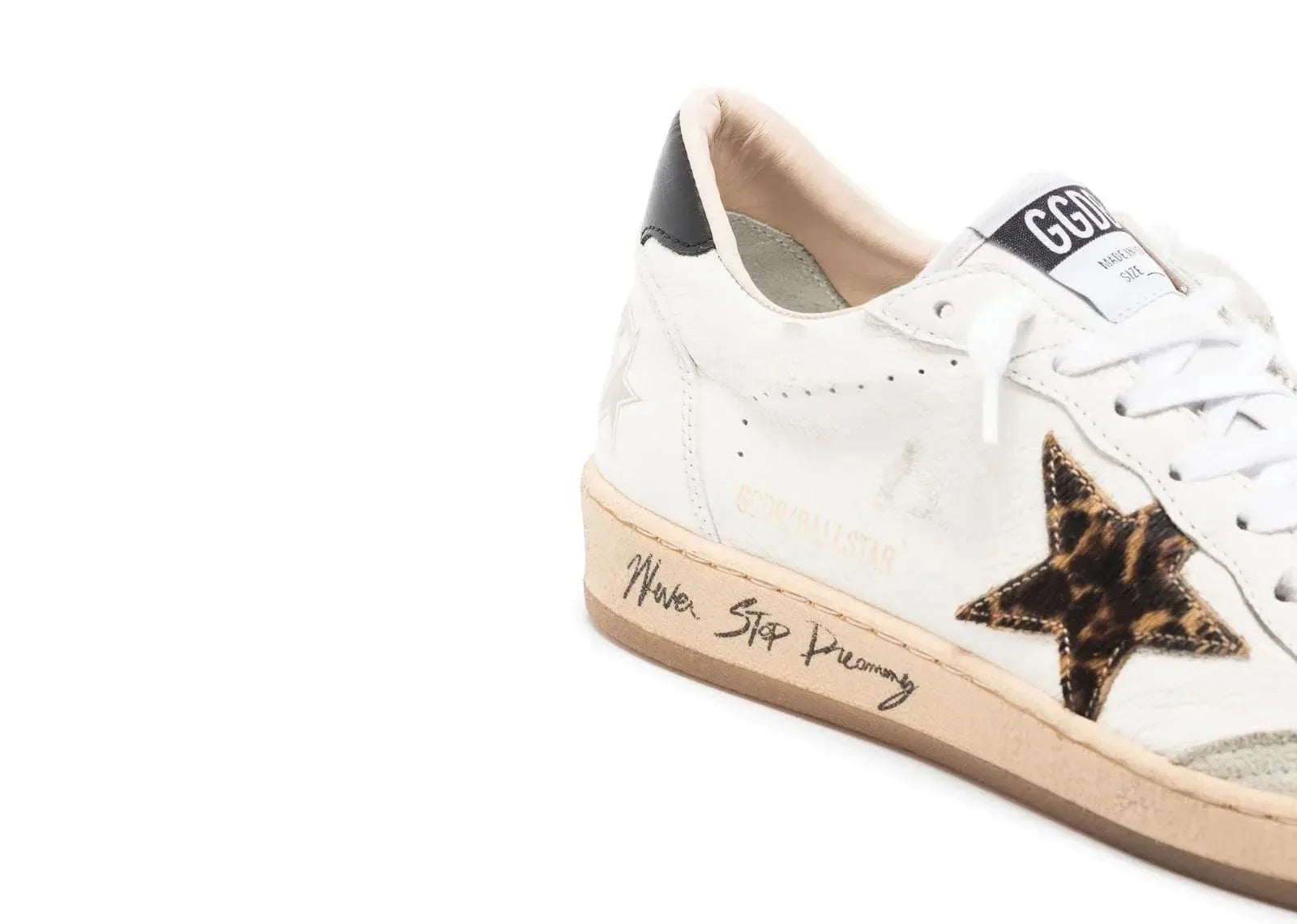 Golden Goose Ball-Star Leopard Print Pony Skin Star Black Heel - My Suti