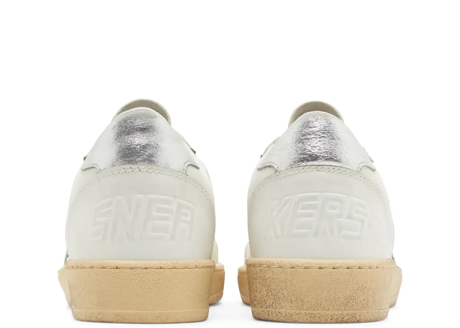 Golden Goose Ball-Star White Leather Gray Suede Star Silver Heel - My Suti