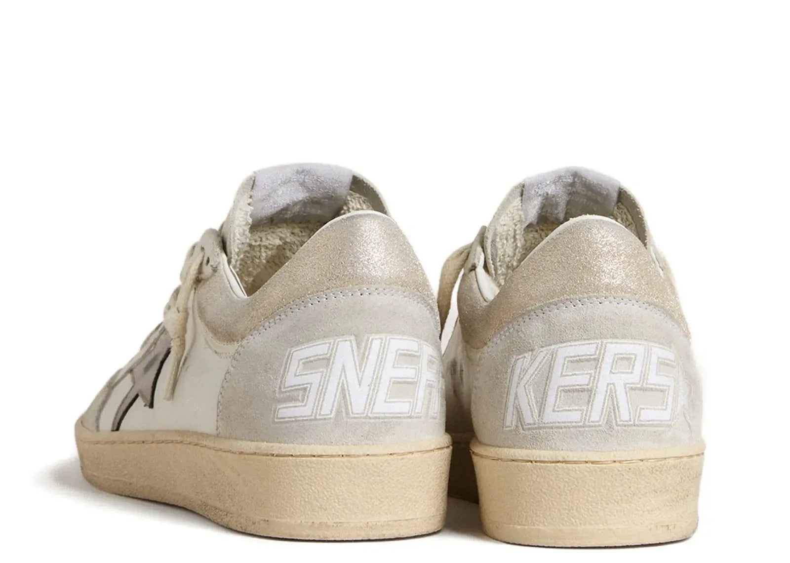 Golden Goose Ball-Star White Leather Metallic Star Glossy Heel - My Suti