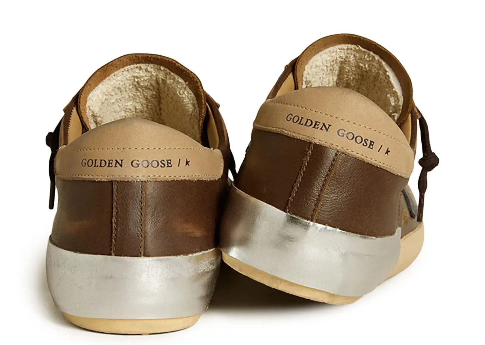 Golden Goose Super-Star Brown Leather Blue Star Beige Heel - My Suti