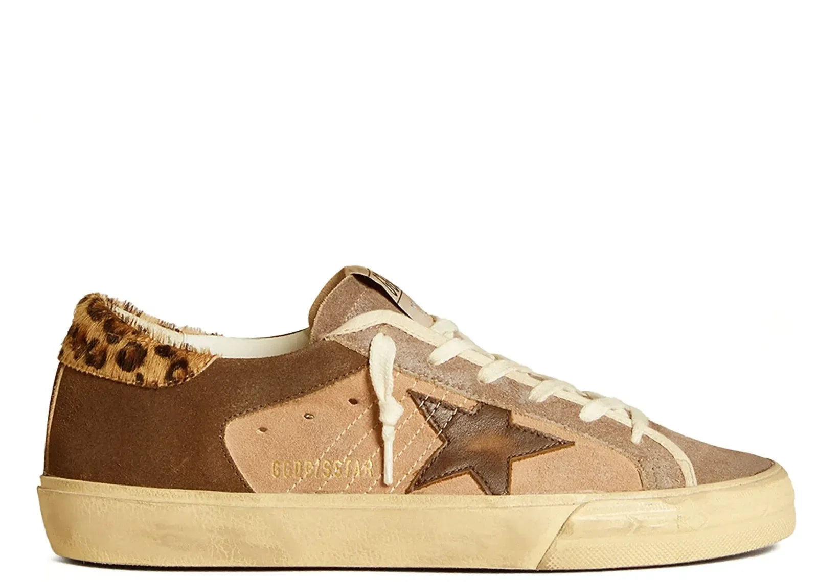 Golden Goose Super-Star Light Pink Brown Suede Leopard Heel - My Suti