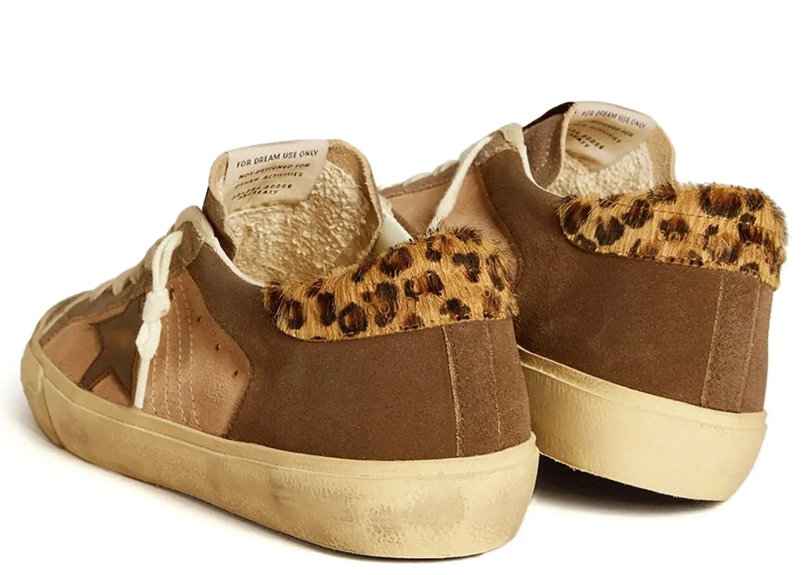 Golden Goose Super-Star Light Pink Brown Suede Leopard Heel - My Suti