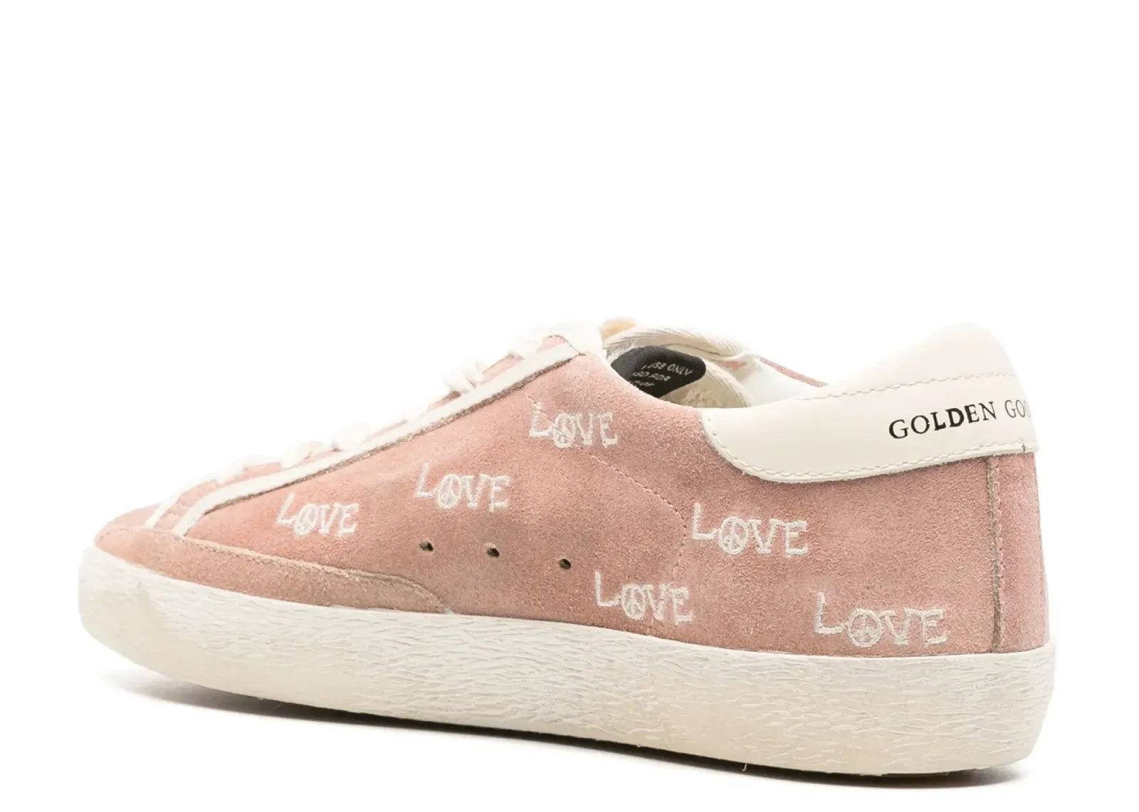 Golden Goose Super-Star Powder Pink Suede Cream Star Heel Love Embroidery - My Suti