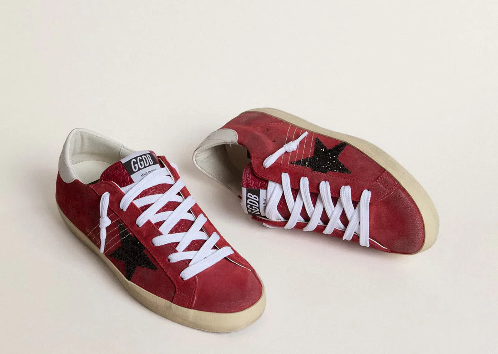 Golden Goose Super Star Red Suede With Glitter Star - My Suti