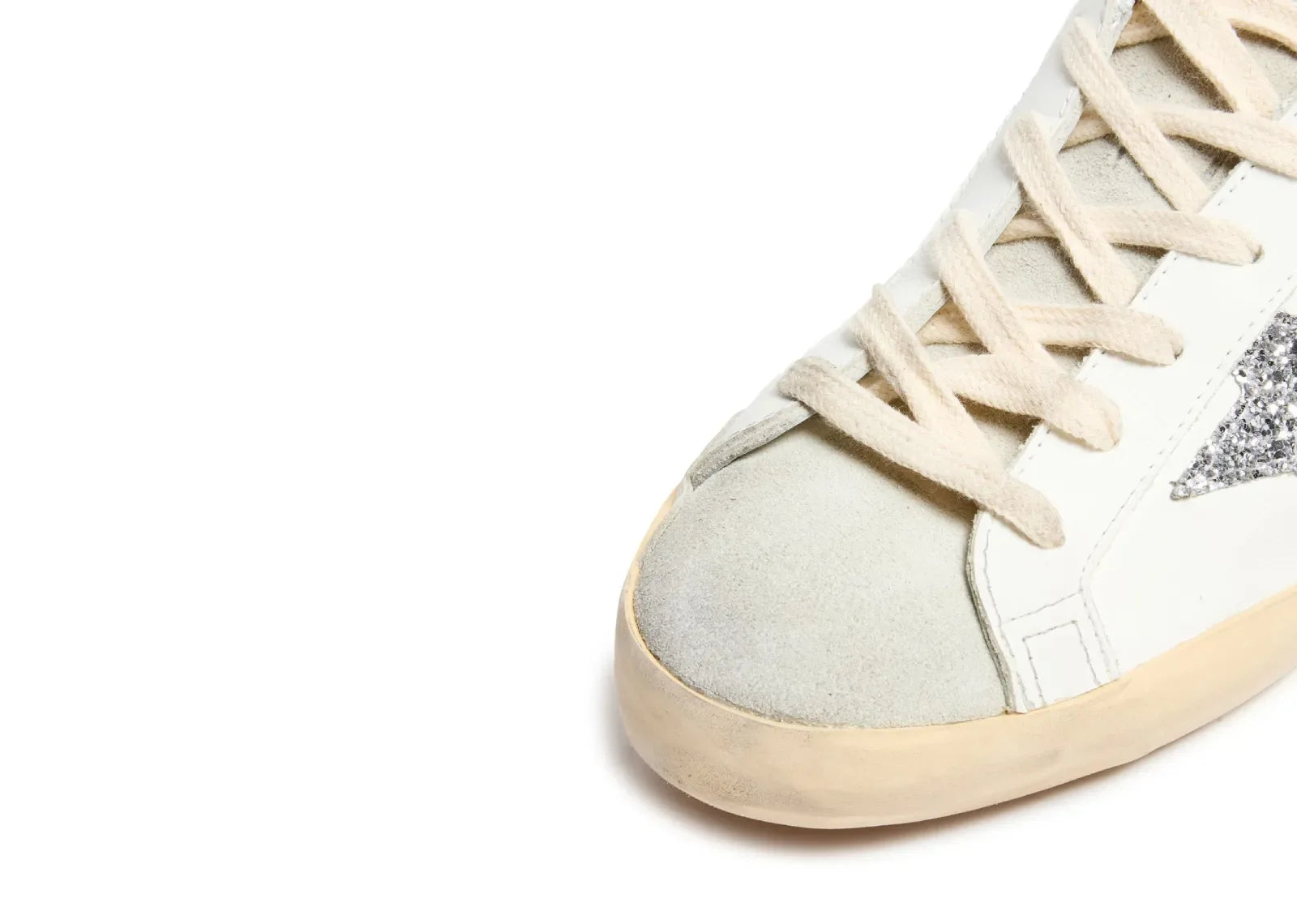 Golden Goose Super-Star Silver Star Brown Glitter Heel - My Suti