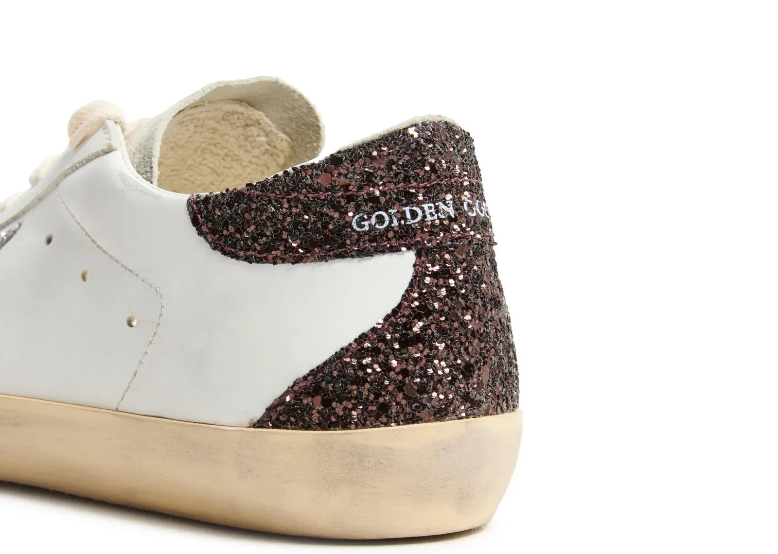 Golden Goose Super-Star Silver Star Brown Glitter Heel - My Suti
