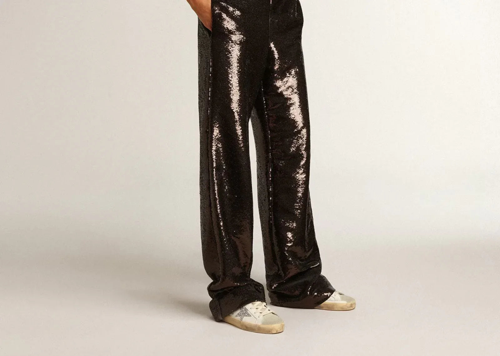 Golden Goose Super-Star Silver Star Brown Glitter Heel - My Suti