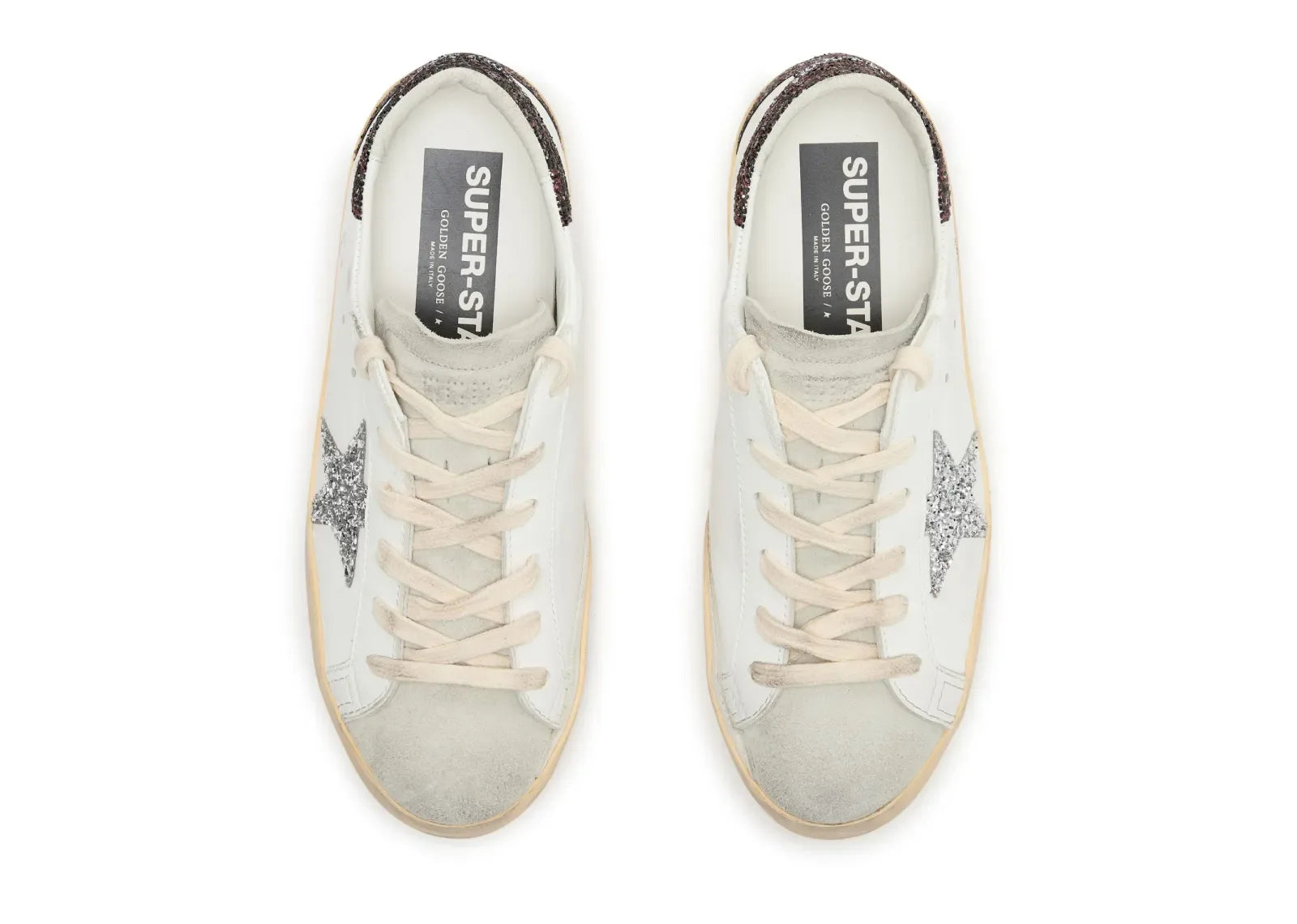 Golden Goose Super-Star Silver Star Brown Glitter Heel - My Suti