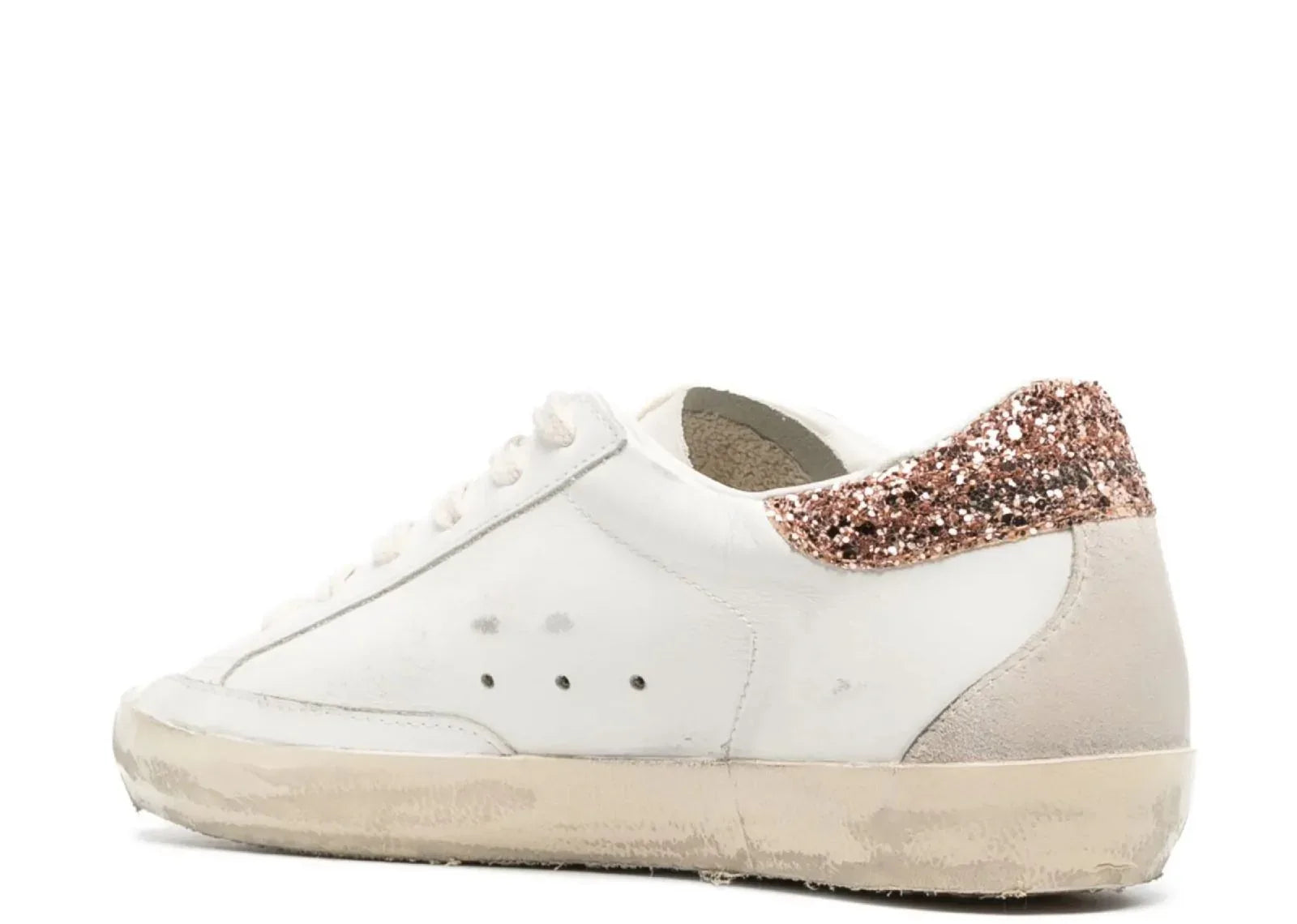 Golden Goose Super-Star Suede Star Peach Pink Glitter Heel Tab - My Suti
