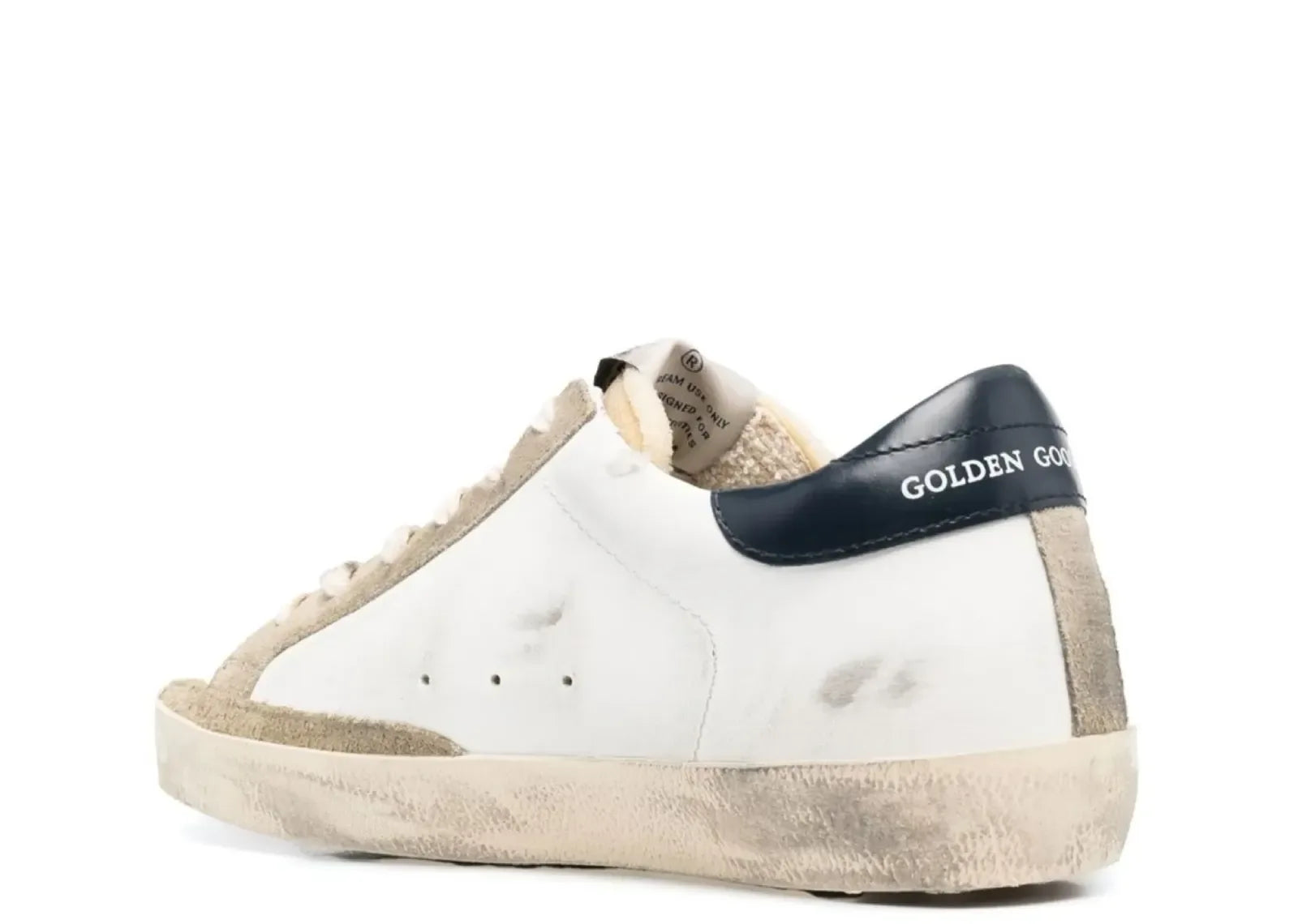 Golden Goose Super-Star White Leather Perforated Star Blue Heel - My Suti