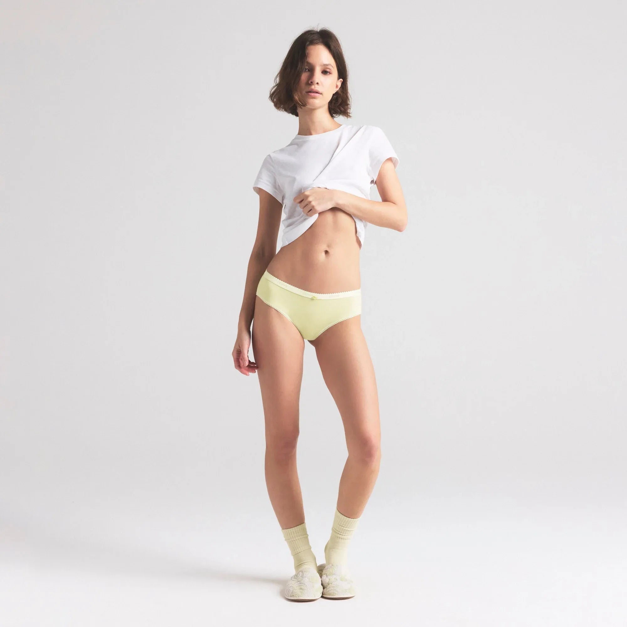 SKIMS LIGHTWEIGHT COTTON LOGO PICOT HIPSTER | CITRON - HİPSTER - My Suti