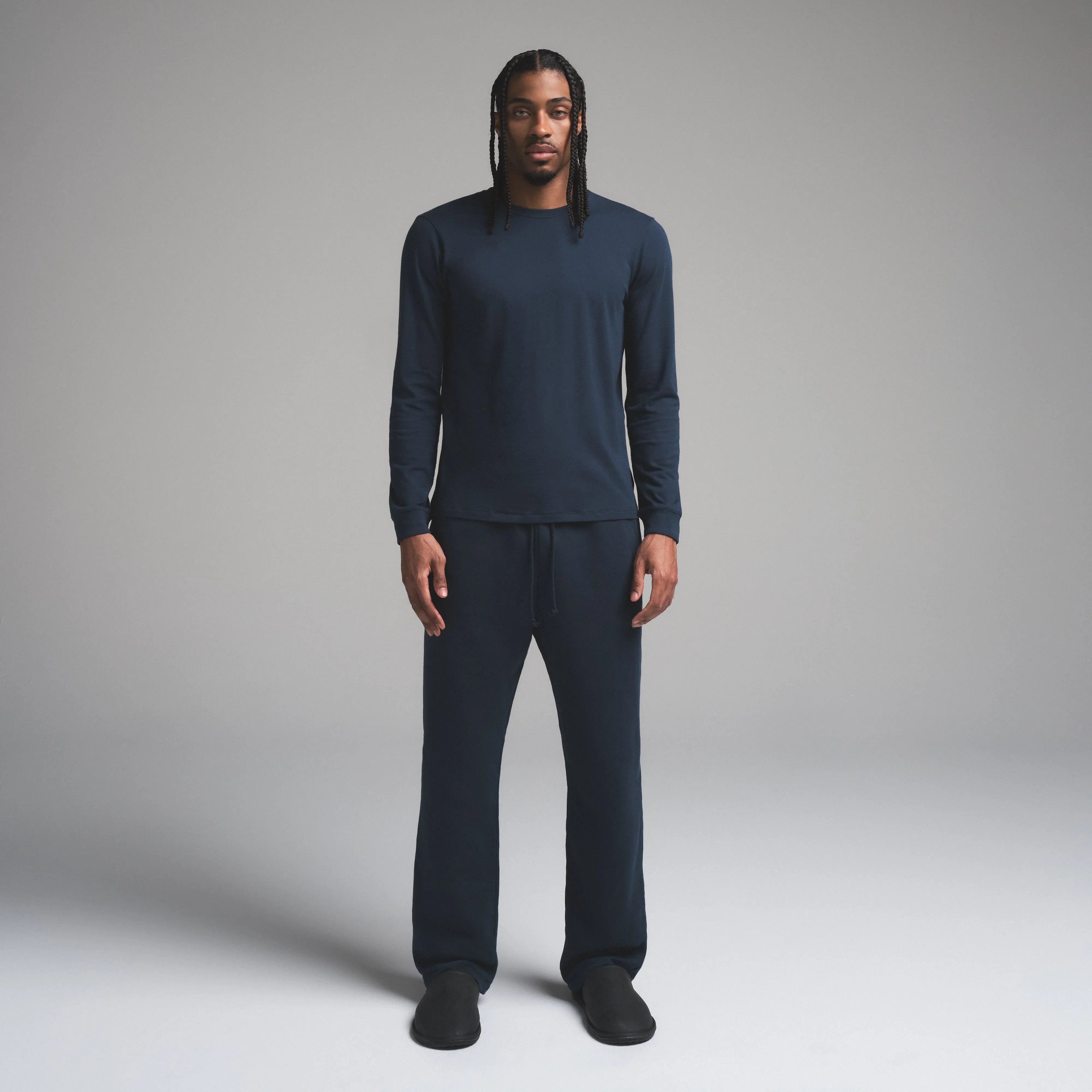 SKIMS COTTON MENS CLASSIC LONG SLEEVE T-SHIRT | NAVY - TİŞÖRT - My Suti