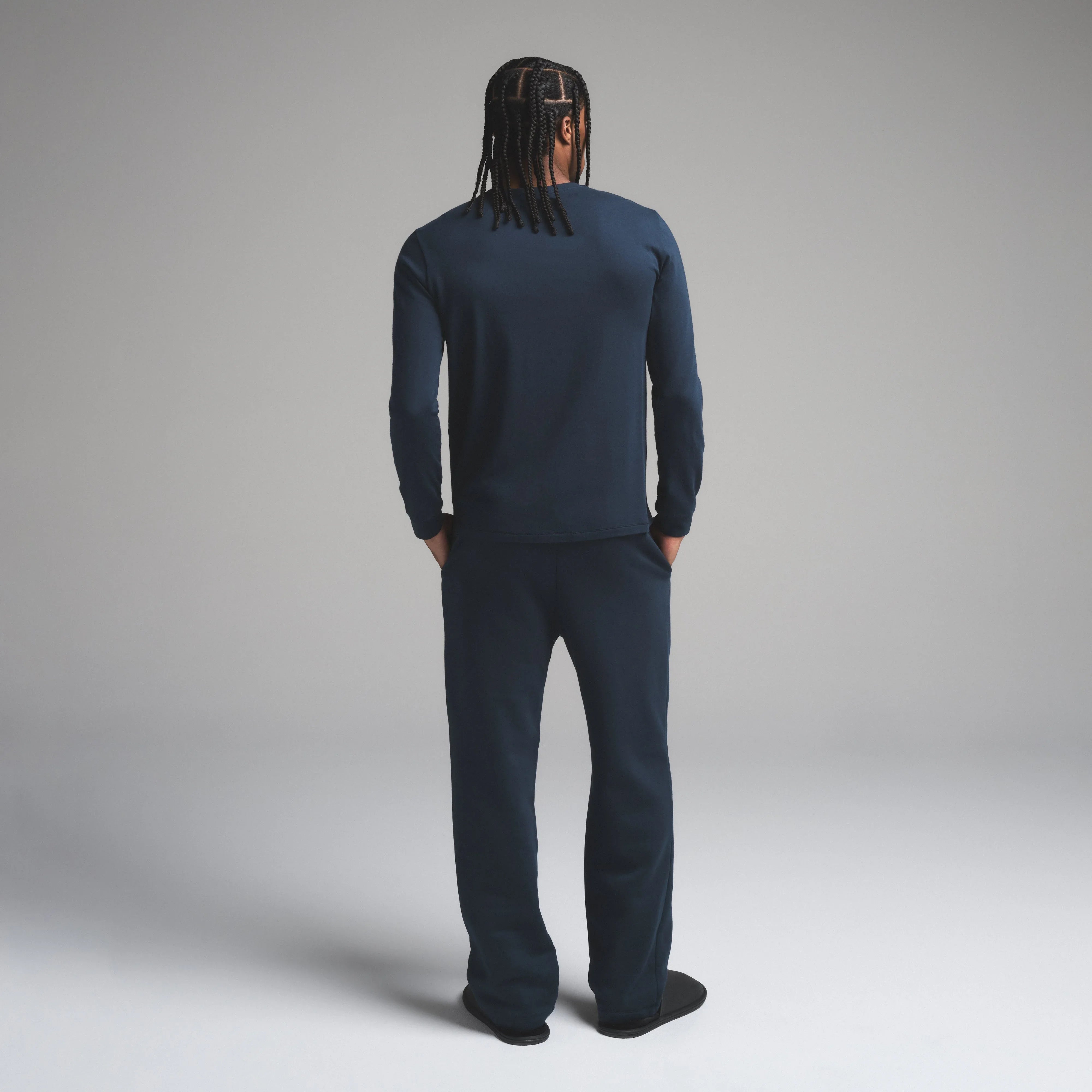 SKIMS COTTON MENS CLASSIC LONG SLEEVE T-SHIRT | NAVY - TİŞÖRT - My Suti