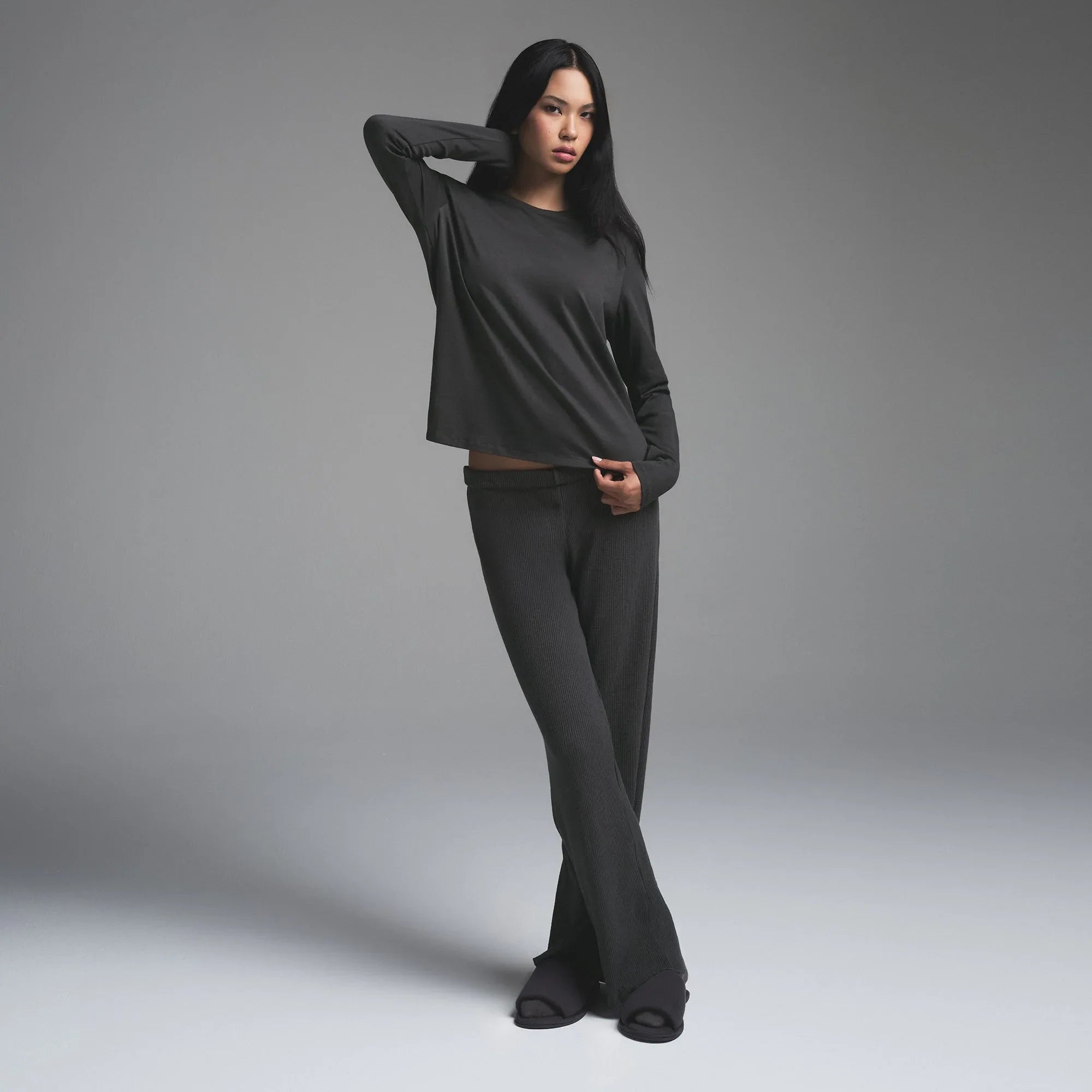 SKIMS RELAXED TEES LONG SLEEVE T-SHIRT | ASH - TİŞÖRT - My Suti