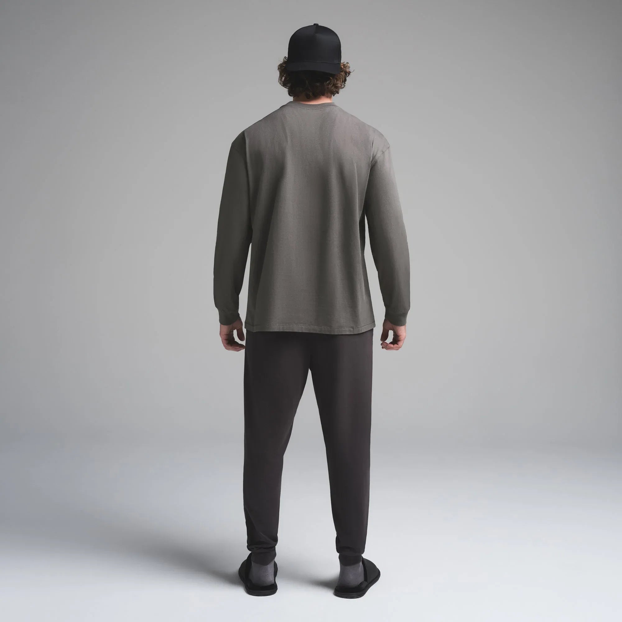 SKIMS HEAVYWEIGHT COTTON MENS RELAXED LONG SLEEVE T-SHIRT | GUNMETAL - TİŞÖRT - My Suti