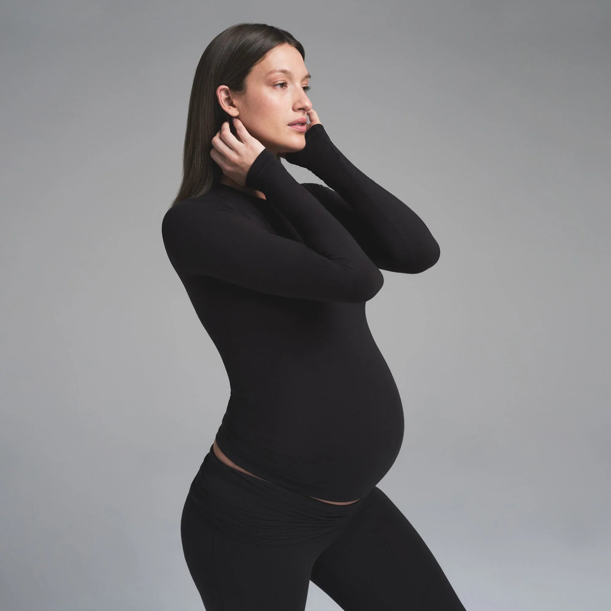 SKIMS COTTON JERSEY MATERNITY LONG SLEEVE T-SHIRT | SOOT - TİŞÖRT - My Suti