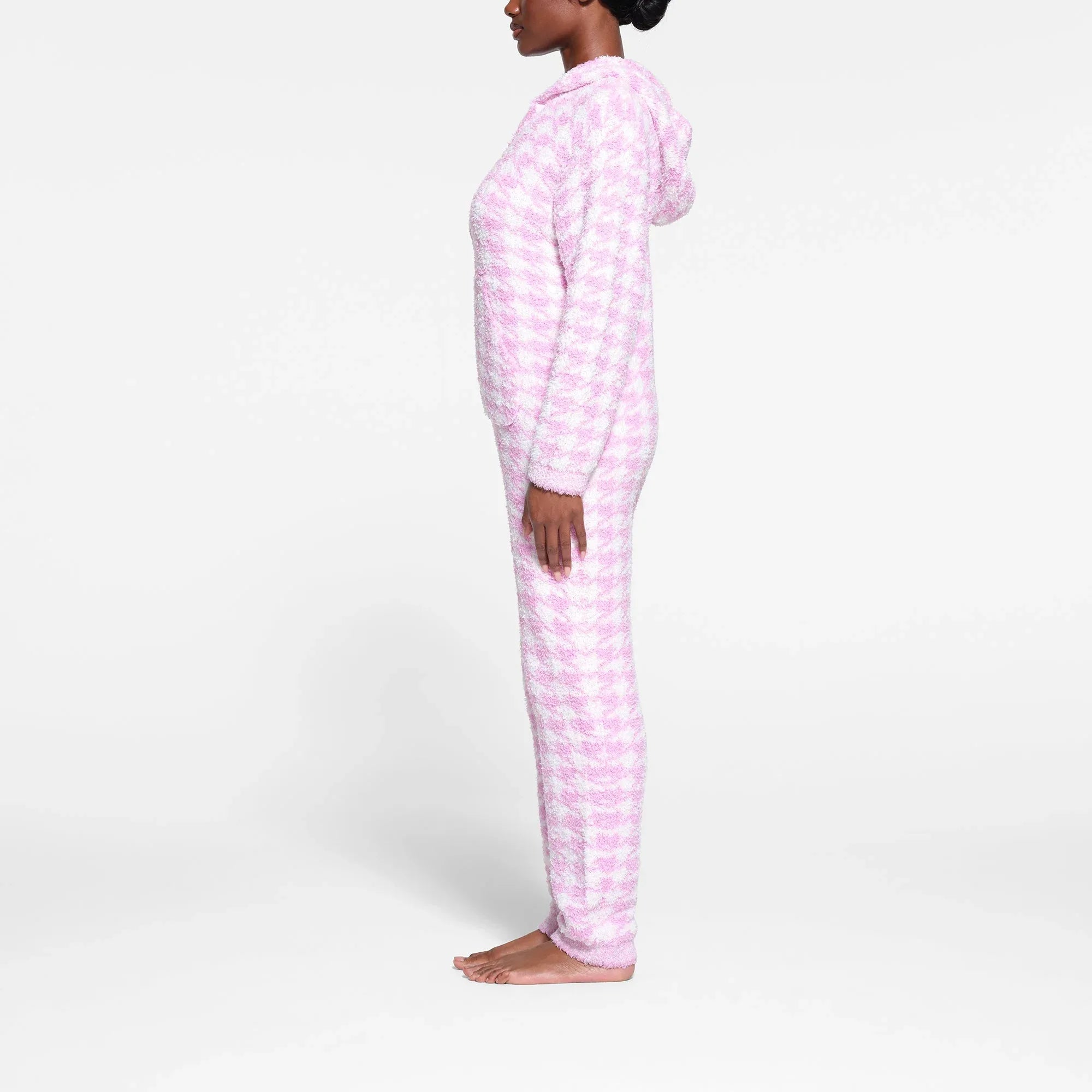 SKIMS COZY KNIT UNISEX ONESIE | PETAL HOUNDSTOOTH - TULUM - My Suti