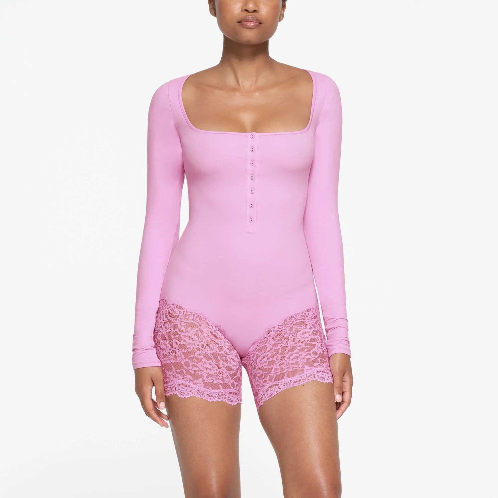 SKIMS FITS EVERYBODY LACE LONG SLEEVE ONESIE | PETAL - ONESİE - My Suti