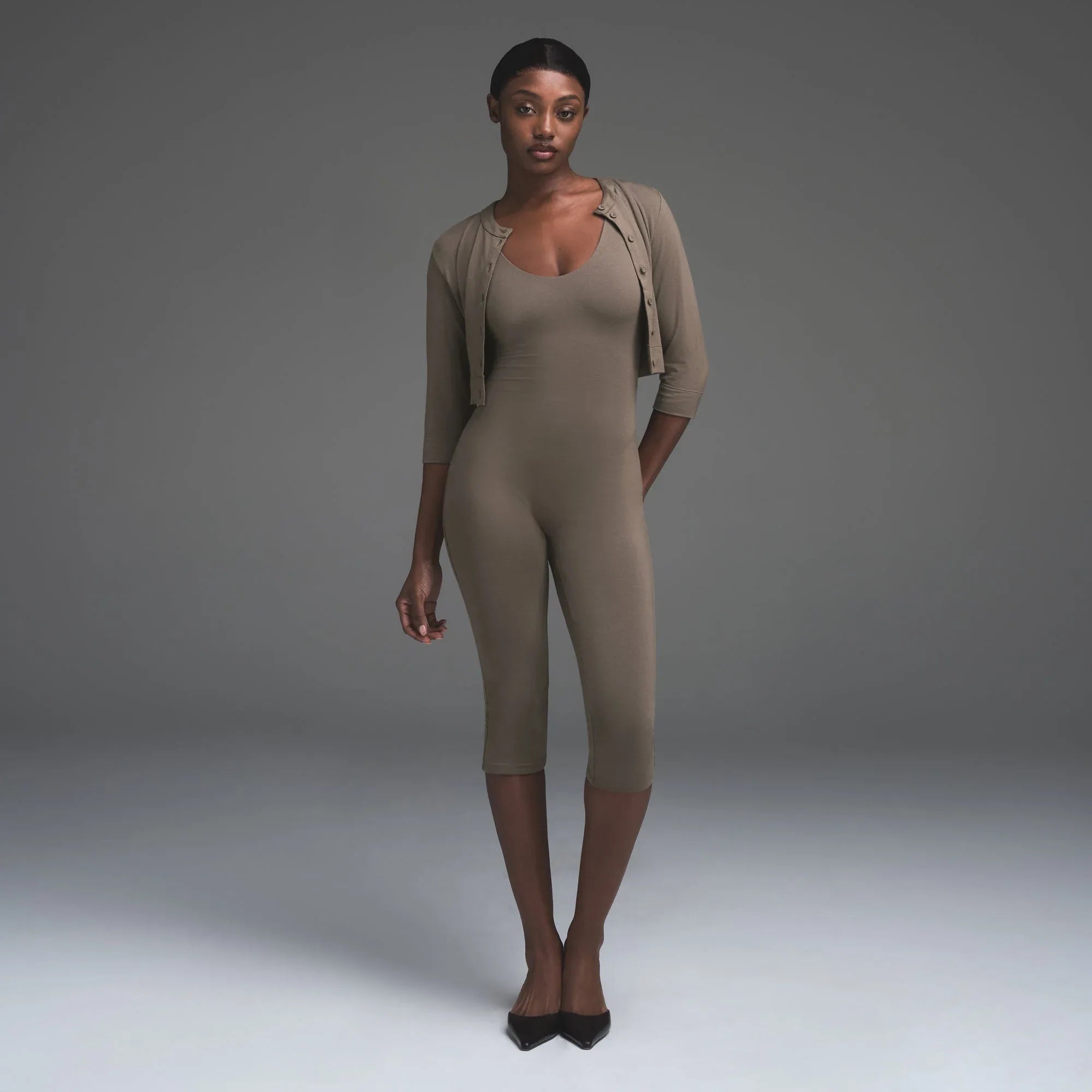 SKIMS SMOOTH LAYERS CAPRI CATSUIT | TRUFFLE - KAT KOMBİNİ - My Suti