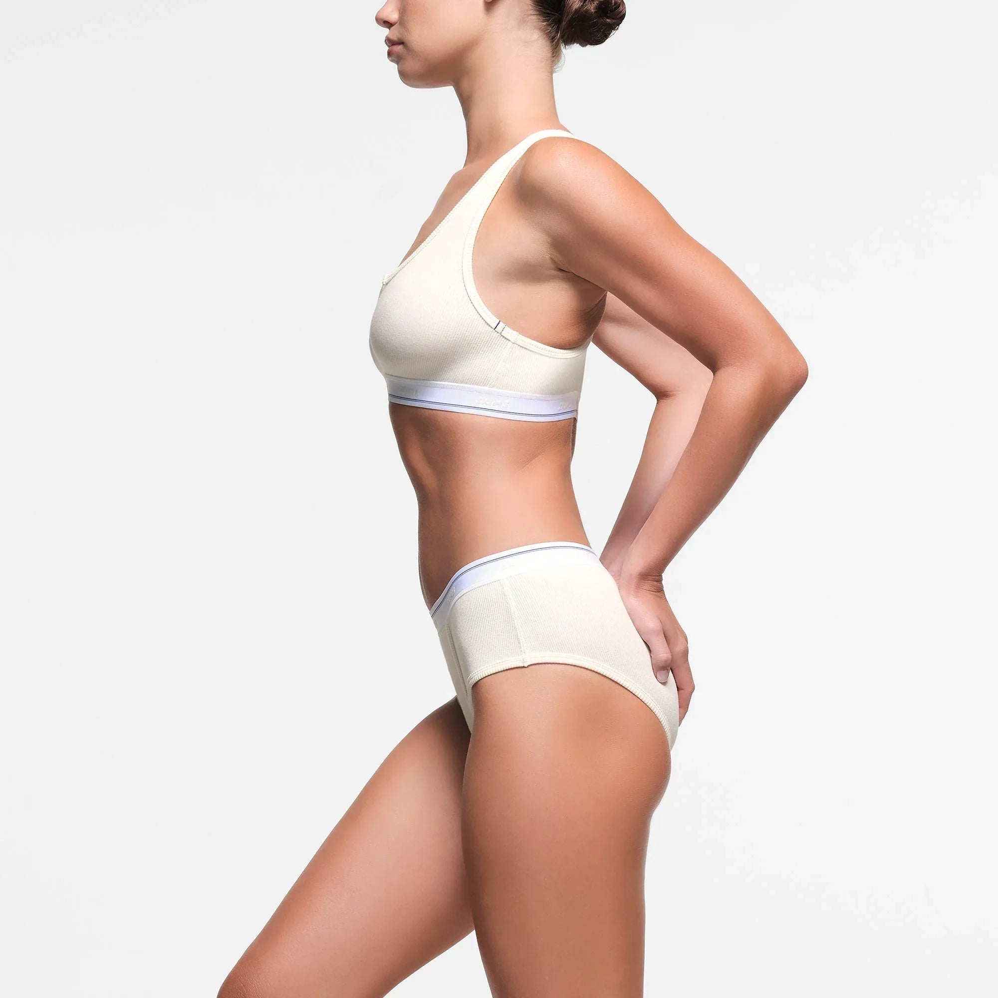 SKIMS COTTON RIB SPLIT NECK BRALETTE | MARBLE STRIPE - SÜTYEN - My Suti